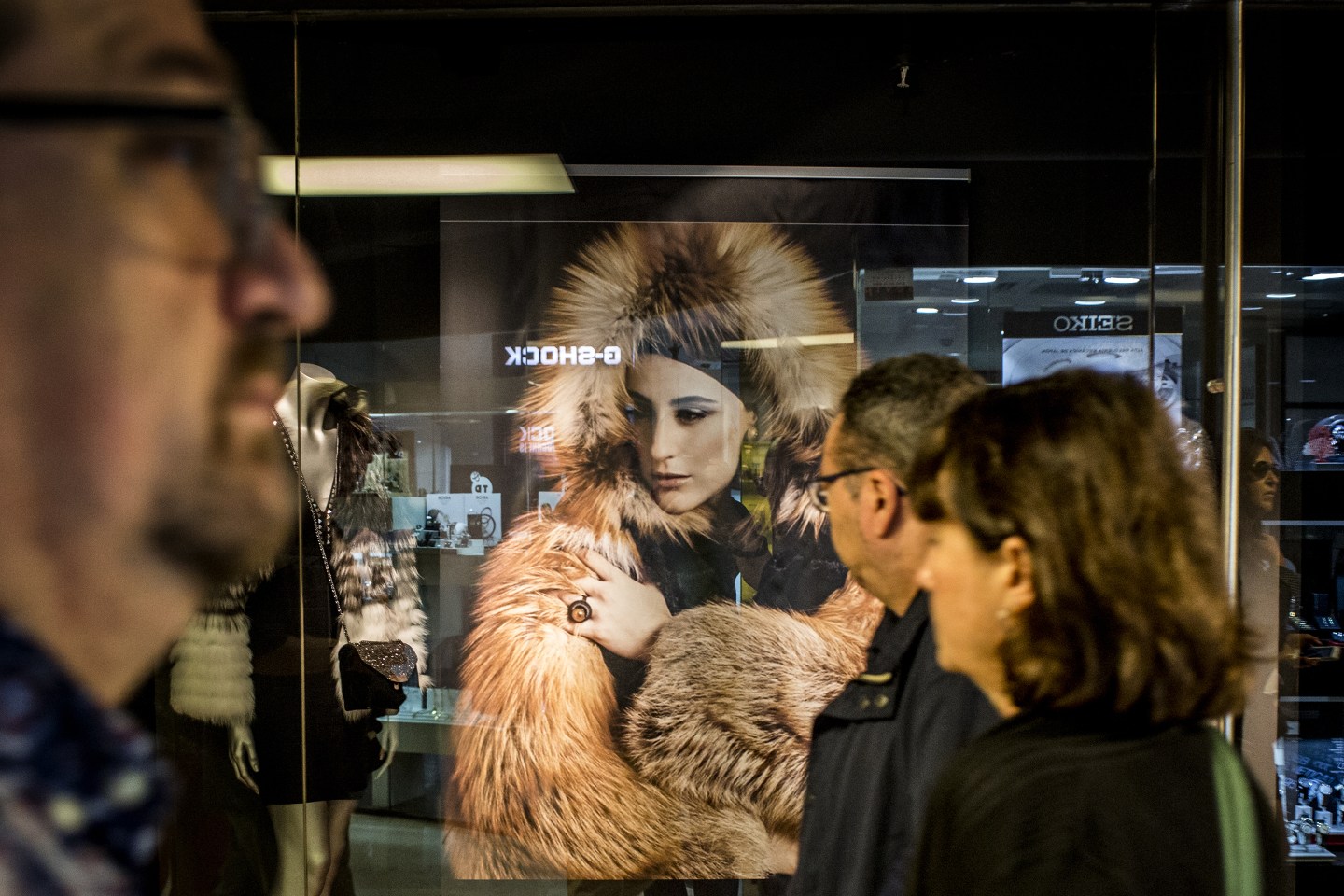 Fur Coat Sale Window Display