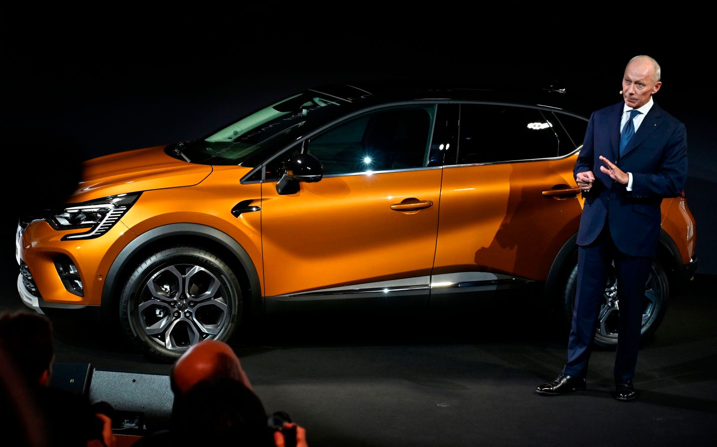 CEO of French carmaker Renault Thierry Bollore speaks during a press day at the IAA Car Show in Frankfurt, on September 10, 2019.