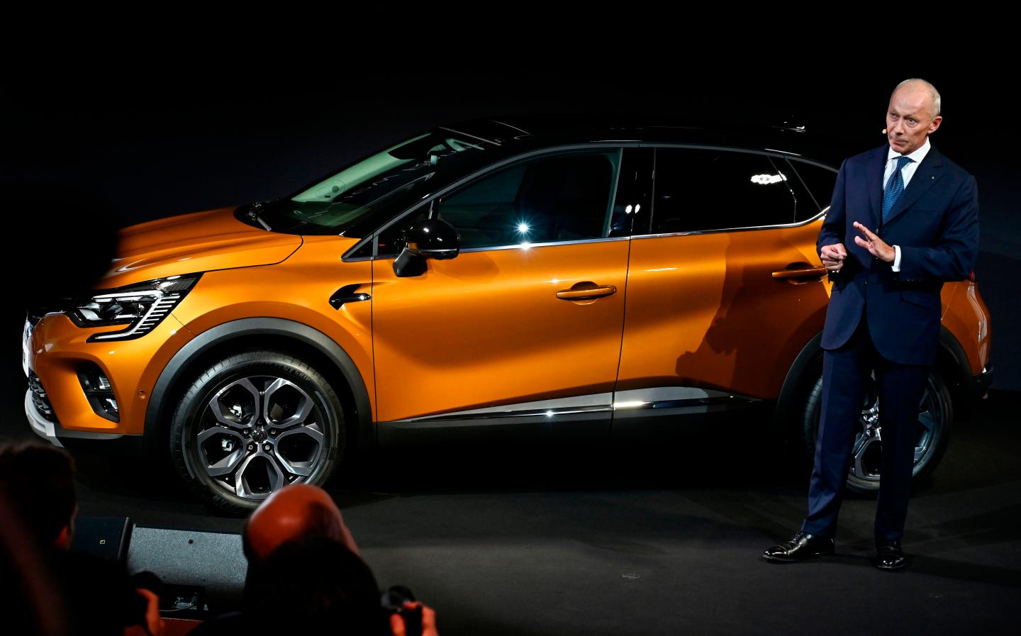 CEO of French carmaker Renault Thierry Bollore speaks during a press day at the IAA Car Show in Frankfurt, on September 10, 2019.