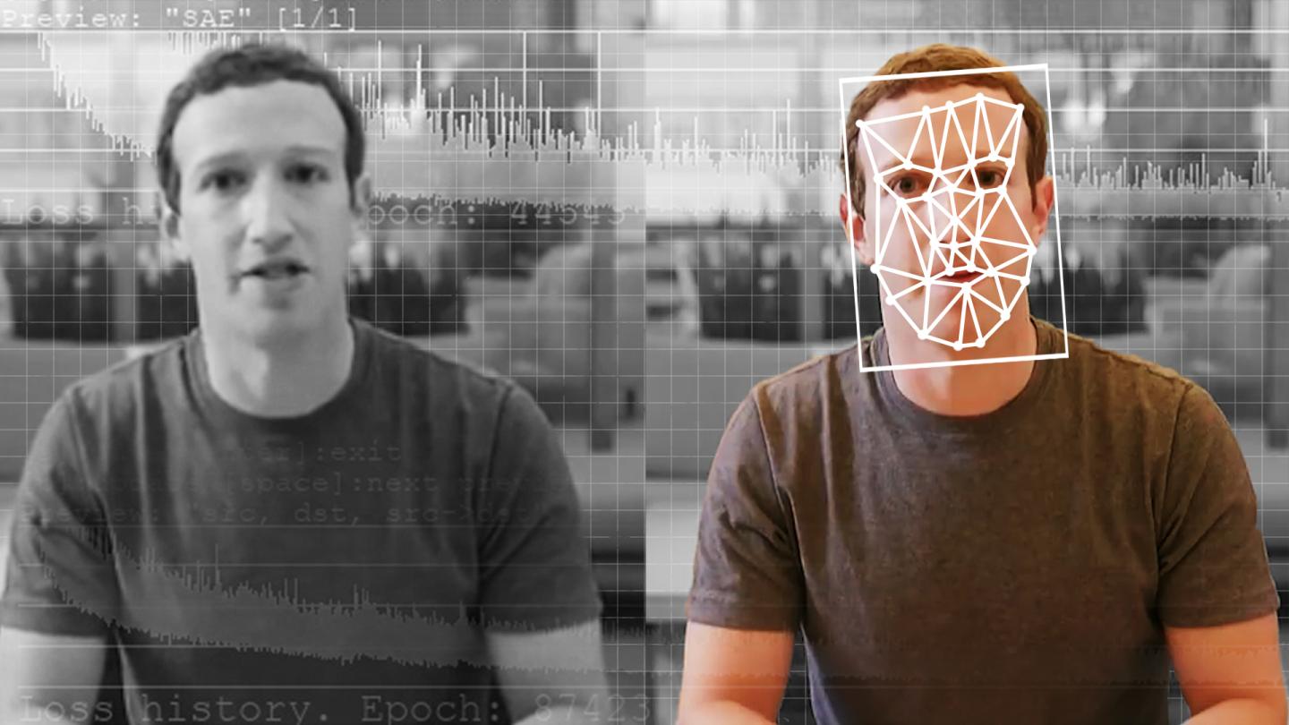 A comparison of an original and deepfake video of Facebook CEO Mark Zuckerberg
