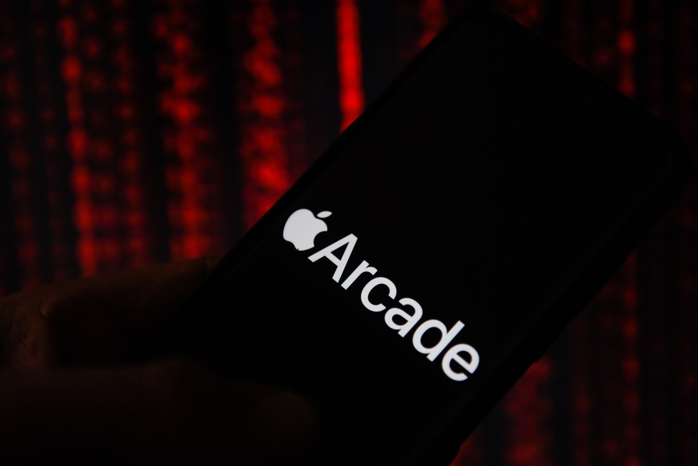 POLAND - 2019/09/24: In this photo illustration an Apple Arcade logo seen displayed on a smartphone.