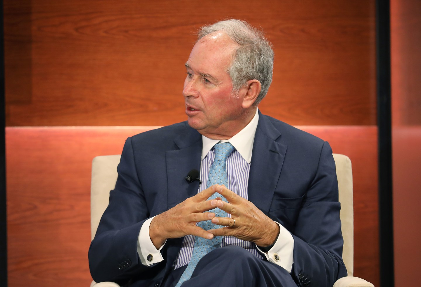 Stephen Schwarzman, co-founder and chief executive officer of Blackstone Group Inc.,, speaks during the Bloomberg Global Business Forum in New York, U.S., on Wednesday, Sept. 25, 2019.