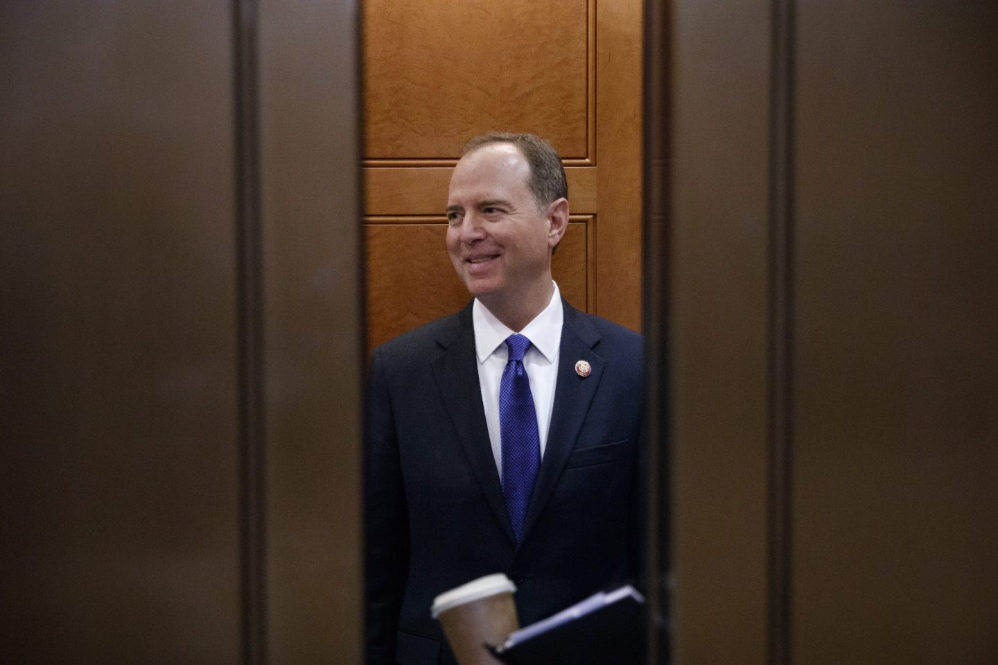 Rep. Adam Schiff Joins Nancy Pelosi At Her Weekly News Conference On Capitol Hill