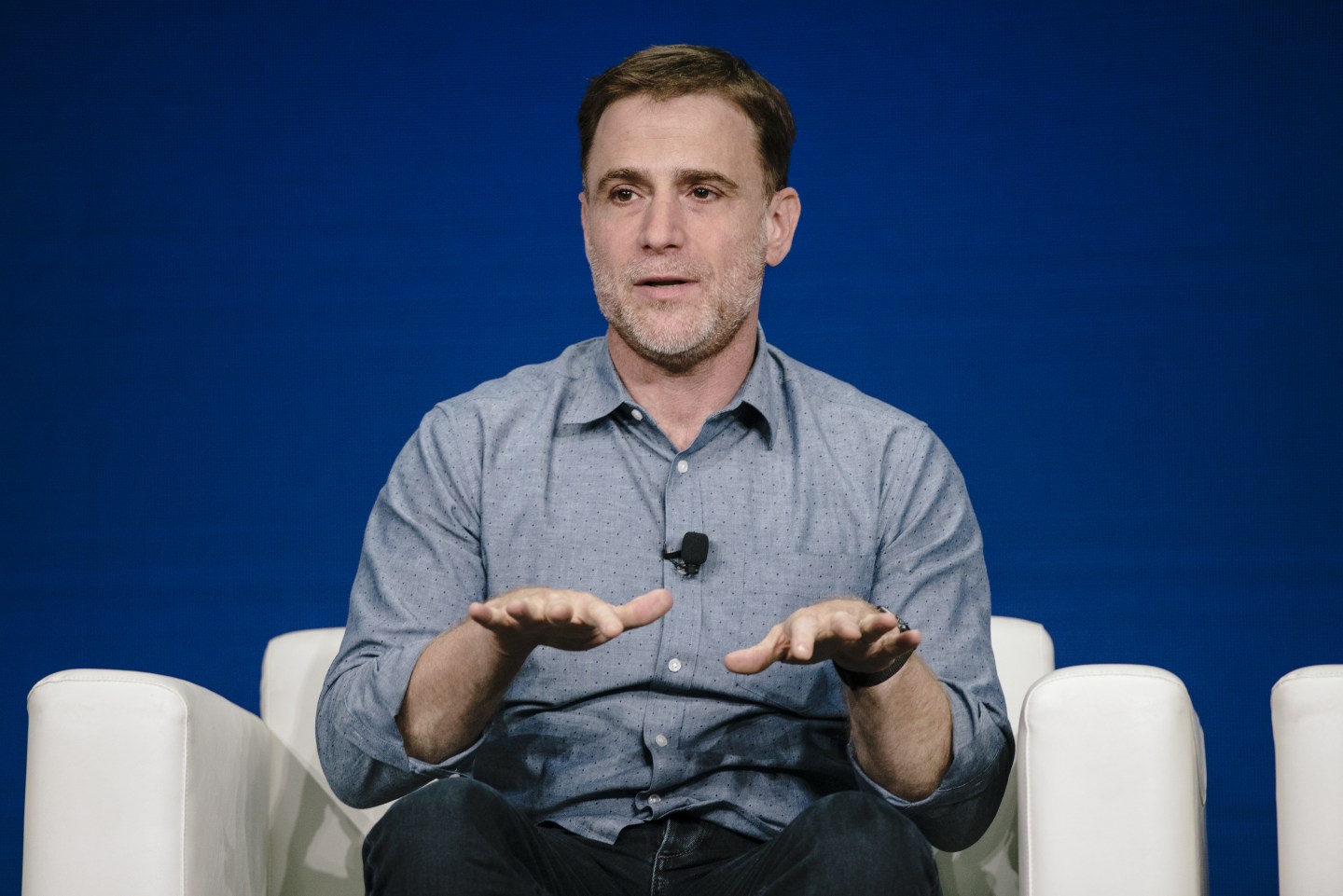 Stewart Butterfield, chief executive officer of Slack Technologies Inc., speaks during the BoxWorks 2019 Conference at the Moscone Center in San Francisco, California, U.S., on Thursday, Oct. 3, 2019.