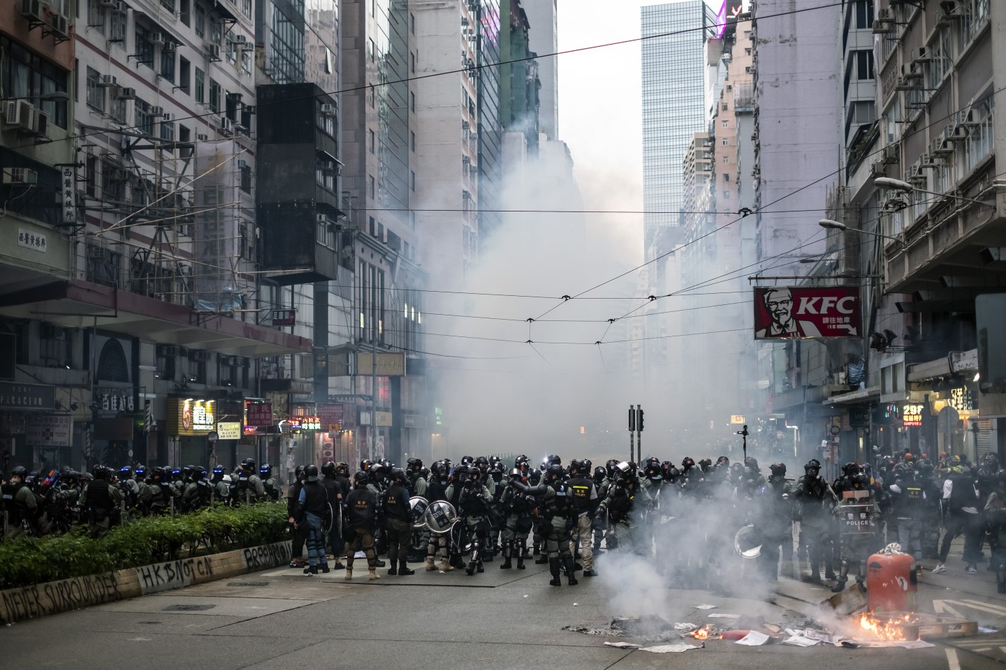 Demonstrators March On The Streets In Hong Kong As Shuttered City Tries To Get Back to Business