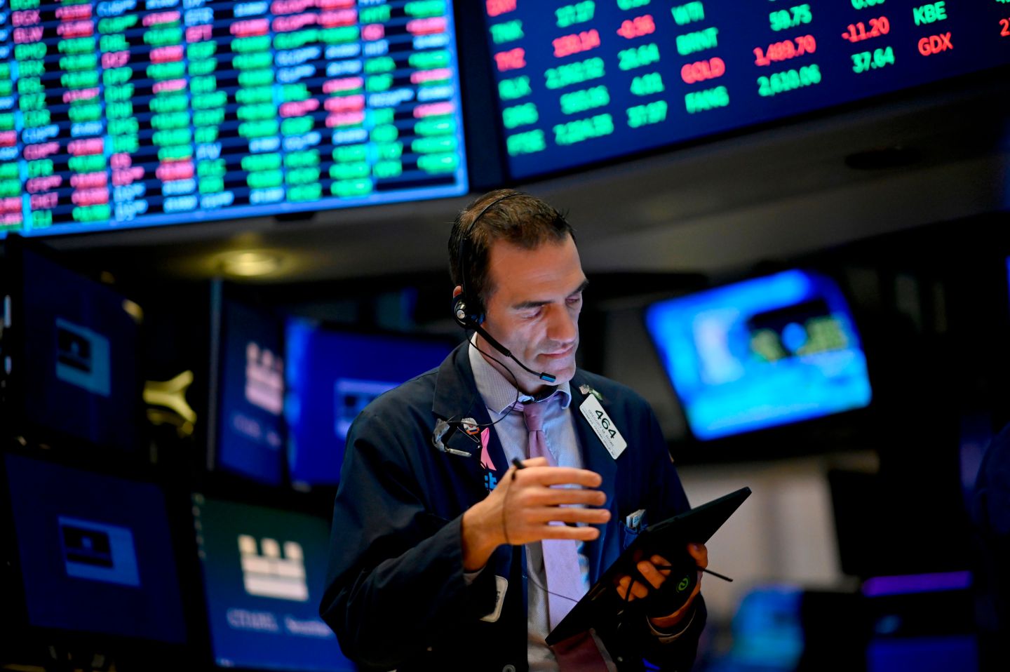 Traders work during the opening bell at the New York Stock Exchange (NYSE) on October 11, 2019, at Wall Street in New York City. - Wall Street stocks jumped early Friday on optimism for progress in US-China negotiations, including a possible agreement to pause new tariff measures. The talks in Washington, now in their second day, were given a positive push by US President Donald Trump, who said the negotiations were "going really well" and was scheduled to meet later Friday with China's top trade envoy Liu He. (Photo by Johannes EISELE / AFP) (Photo by JOHANNES EISELE/AFP via Getty Images)