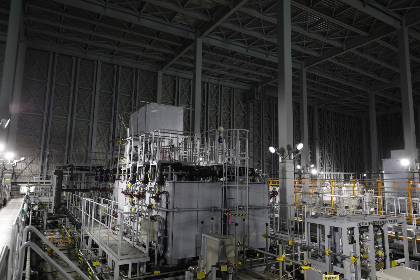 Multi-nuclide removal facility, or advanced liquid processing system (ALPS), used for treating contaminated water accumulated, is seen during a media tour of Tokyo Electric Power Co's (TEPCO) Fukushima Dai-Ichi nuclear power plant in Okuma, Fukushima, Japan, on Wednesday, Oct. 2, 2019. TEPCO is considering a plan to dump roughly 1 million cubic meters of treated radioactive water, enough to fill 400 Olympic-size swimming pools, from the wrecked Fukushima Dai-Ichi nuclear power plant into the Pacific Ocean, part of its $200 billion effort to clean up the worst atomic accident since Chernobyl. Photographer: Hitoshi Katanoda/Polaris Images/Bloomberg via Getty Images