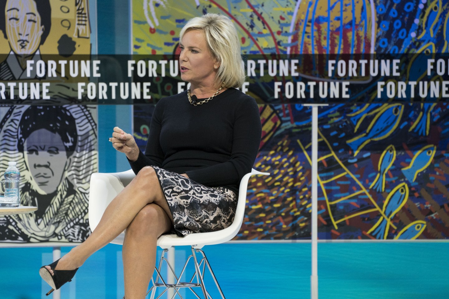 Kirstjen Nielsen, former U.S. secretary of Homeland Security (DHS), speaks during the Fortune's Most Powerful Women Summit in Washington, D.C., U.S., on Tuesday, Oct. 22, 2019. Fortune's annual summit includes prominent women leaders in business, philanthropy, government, education, and the arts.