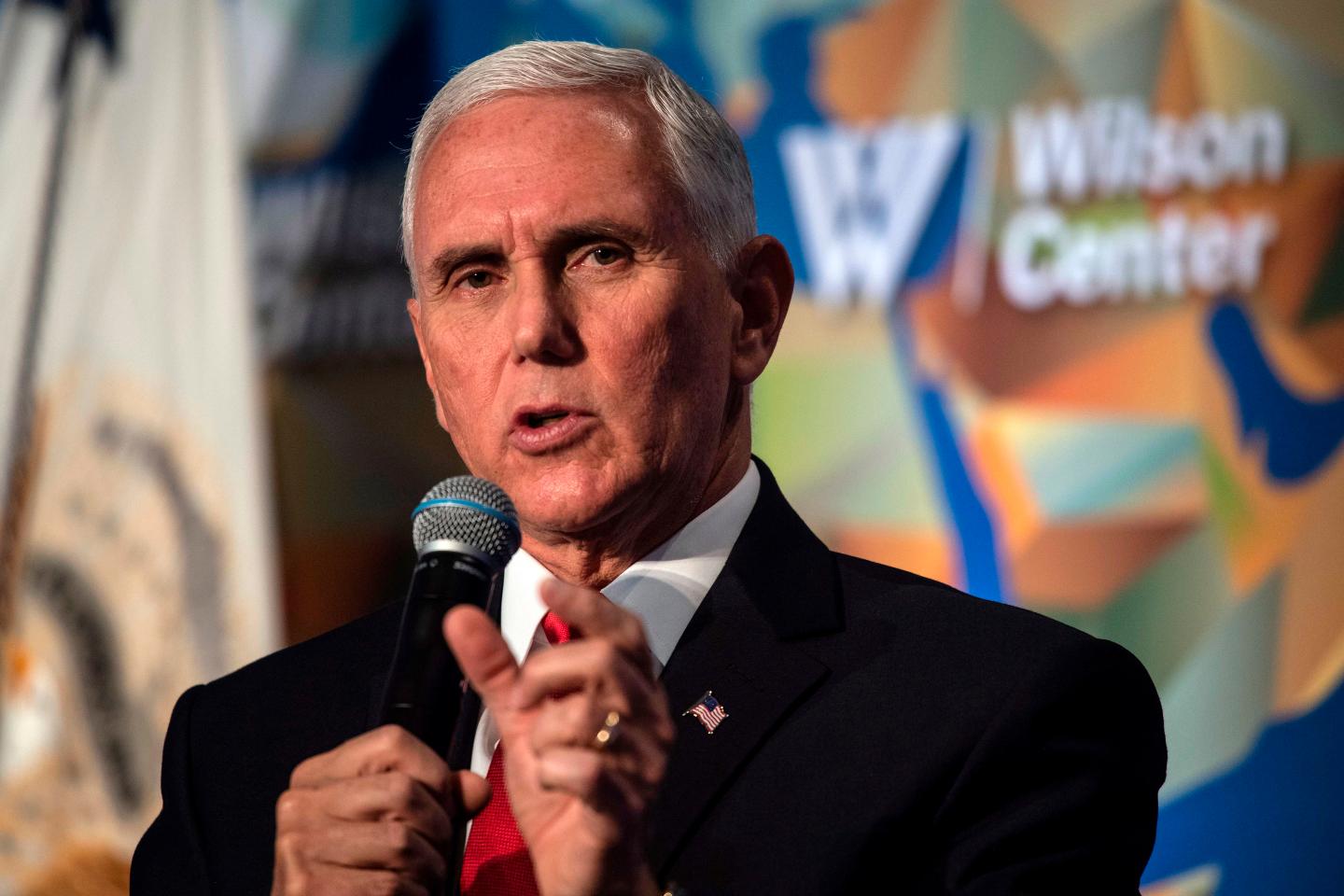 US Vice President Mike Pence speaks on the future of the US relationship with China at the Wilson Center's inaugural Frederic V. Malek Public Service Leadership lecture, in Washington, DC, on October 24, 2019. (Photo by NICHOLAS KAMM / AFP) (Photo by NICHOLAS KAMM/AFP via Getty Images)