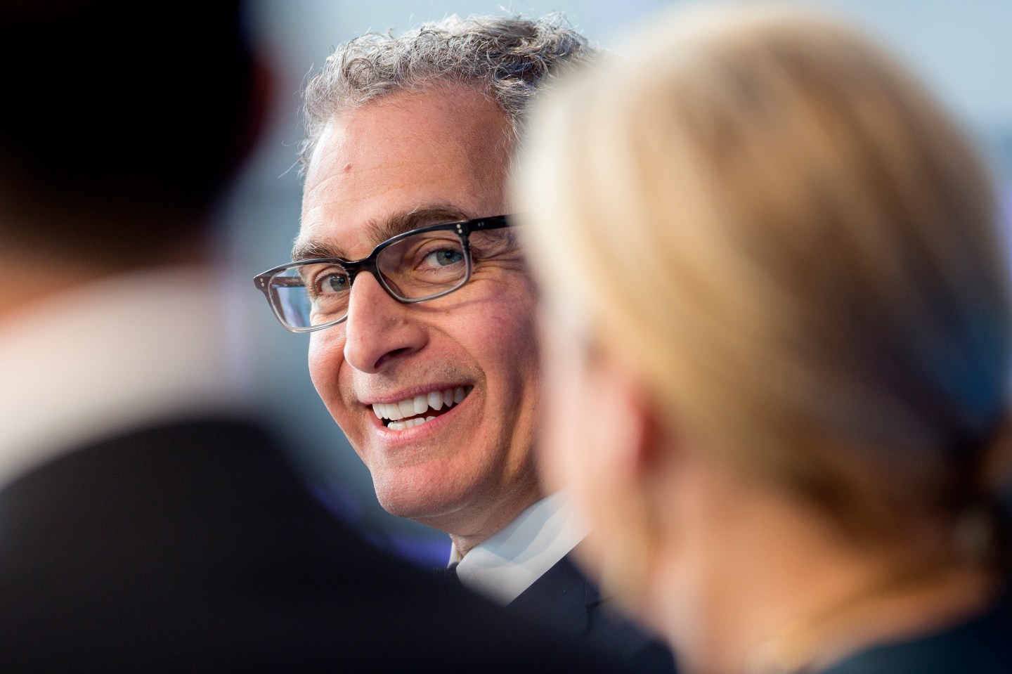 Mark Hoplamazian, president and chief executive officer of Hyatt Hotels Corp., smiles during a panel discussion at the Bloomberg Year Ahead: 2015 conference in Washington, D.C., U.S., on Friday, Nov. 14, 2014.
