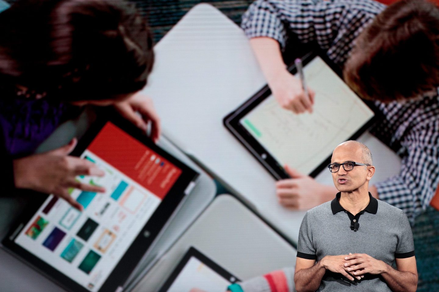 microsoft ceo satya nadella introduces surface pcs