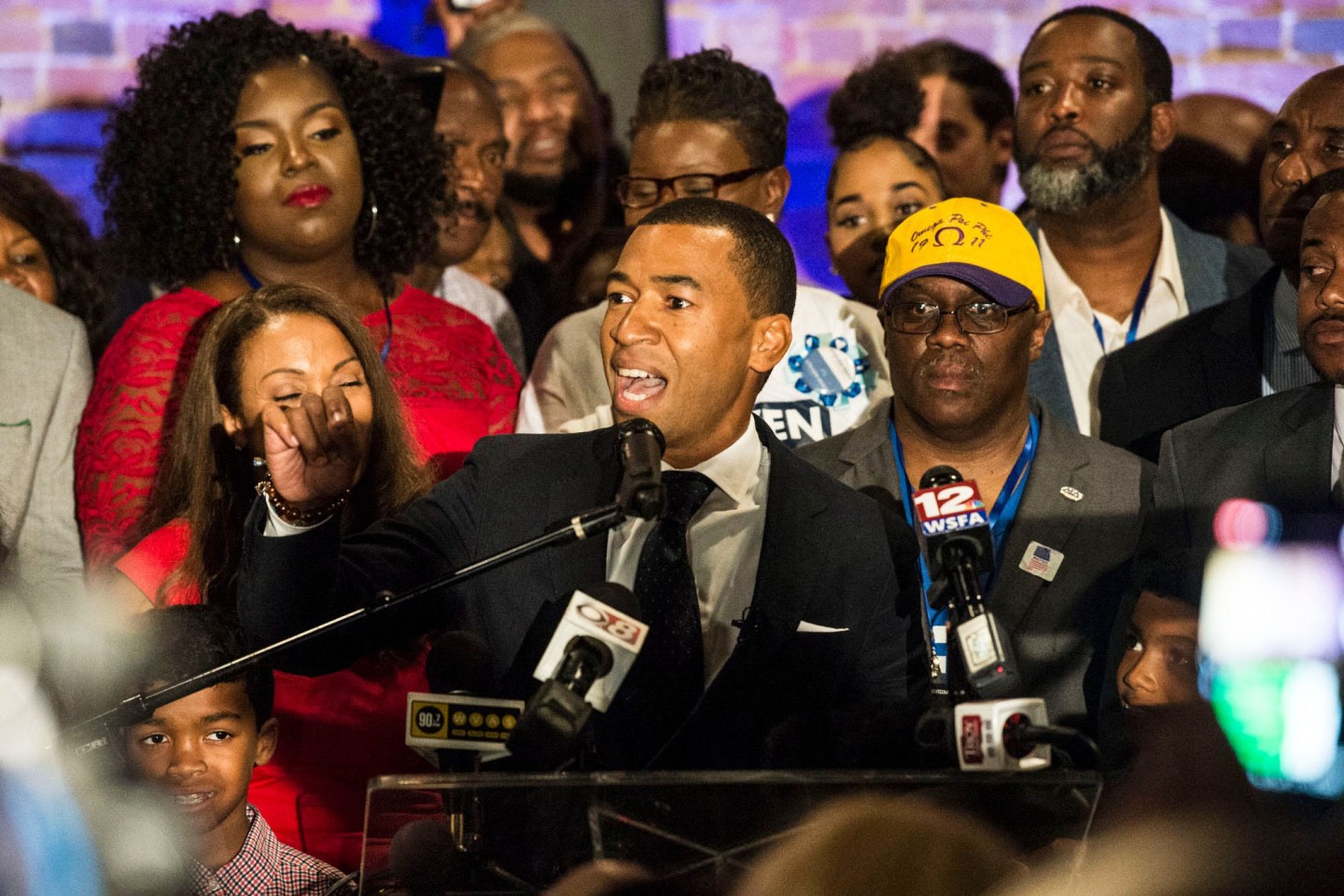 Mayor-elect Steven Reed delivers his acceptance speech at the Warehouse in the Alley in Montgomery, Ala., on Tuesday, Oct. 8,