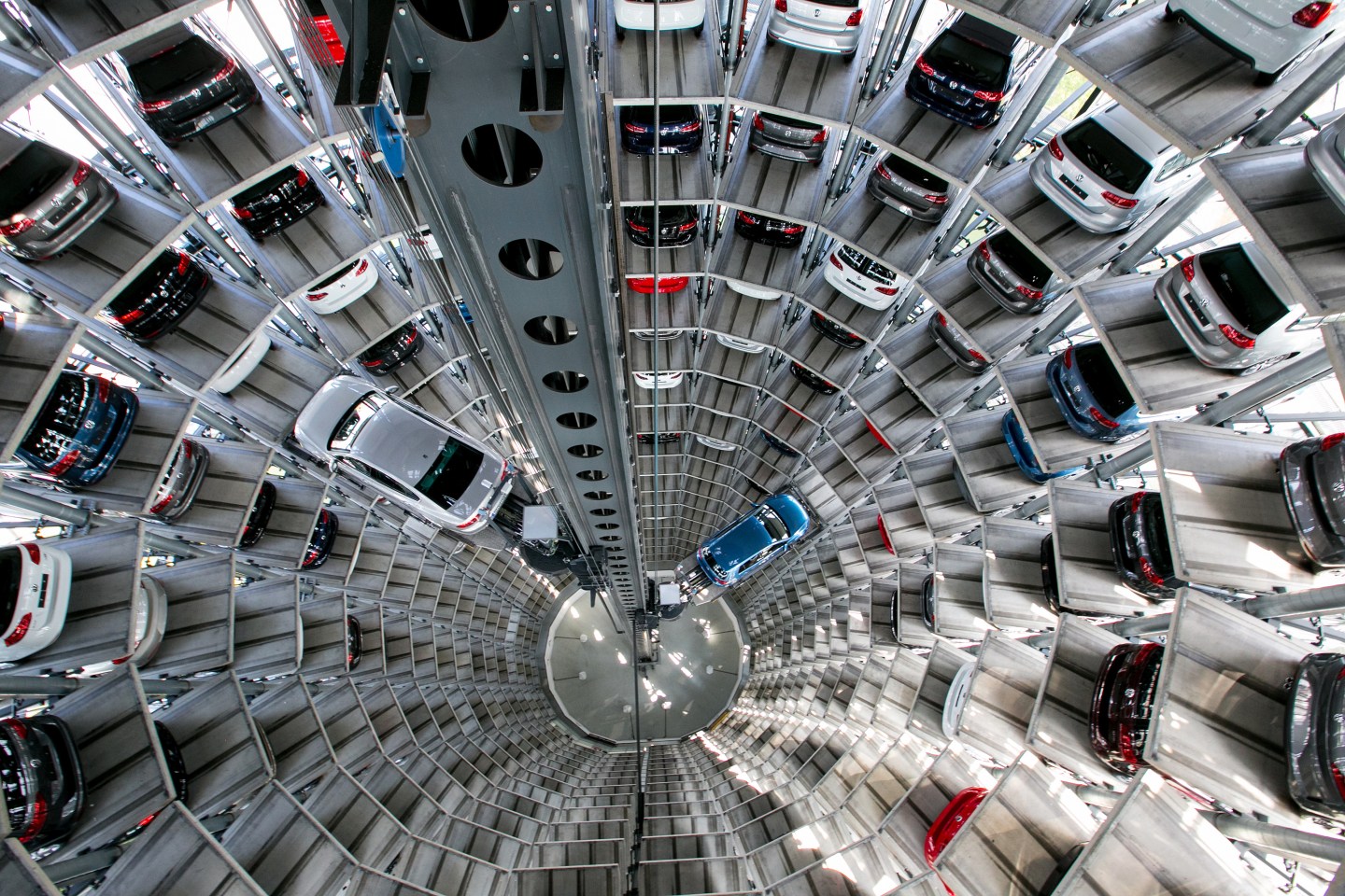 New Automobiles Inside Volkswagen AG's Delivery Tower As Emissions Crisis Financial Impact Continues