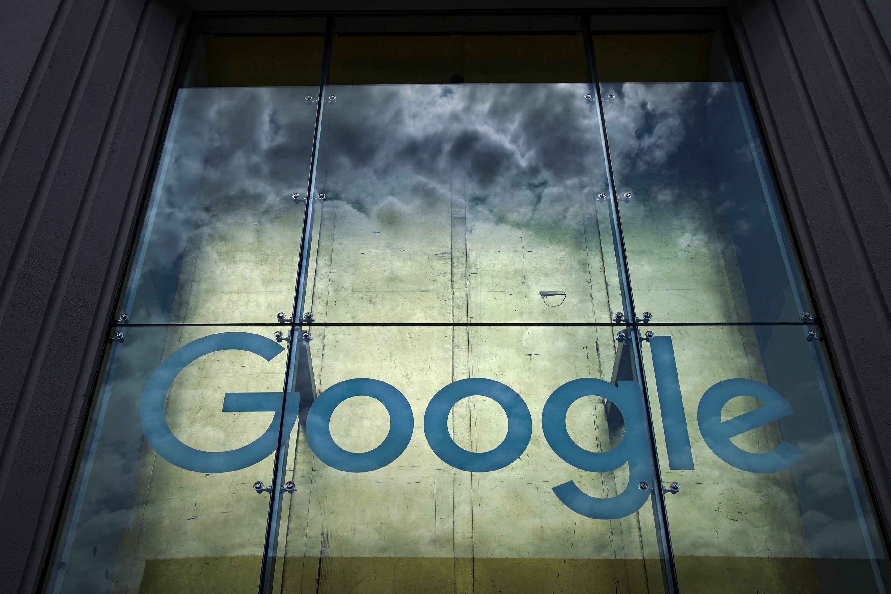 The Google logo adorns the outside of their NYC office Google Building 8510 at 85 10th Ave on June 3, 2019 in New York City.