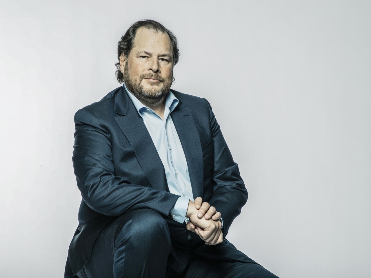 Marc Benioff sitting