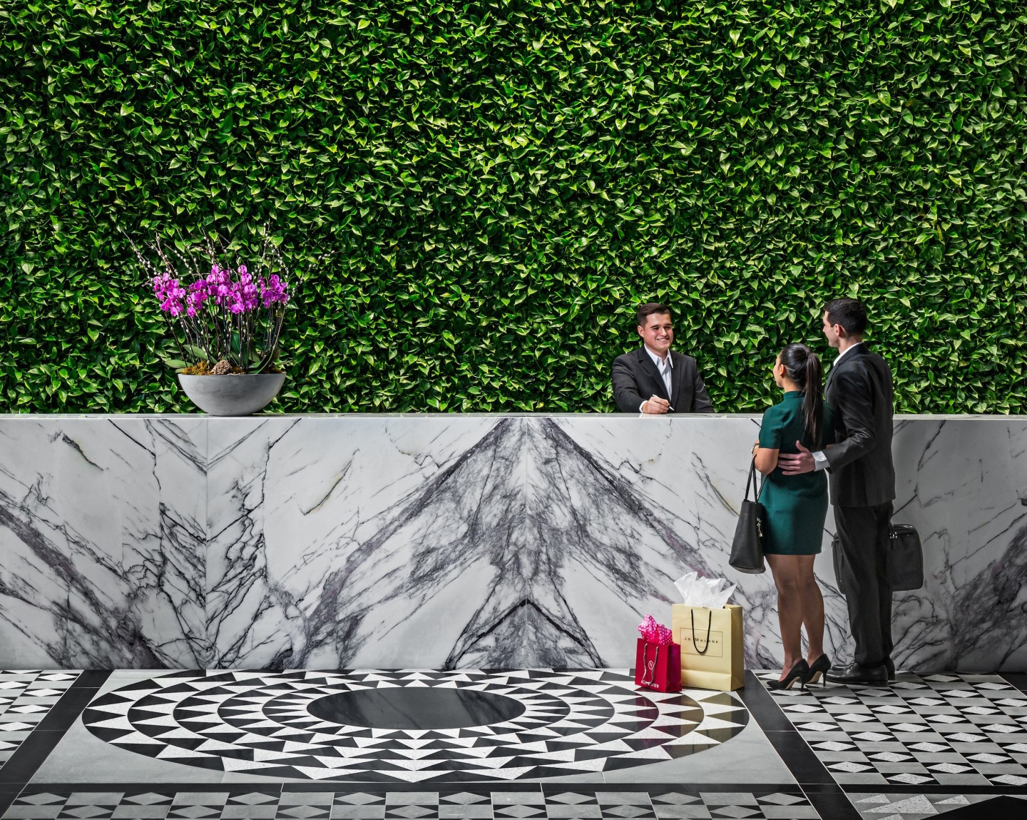 The living wall in the Hotel X lobby.