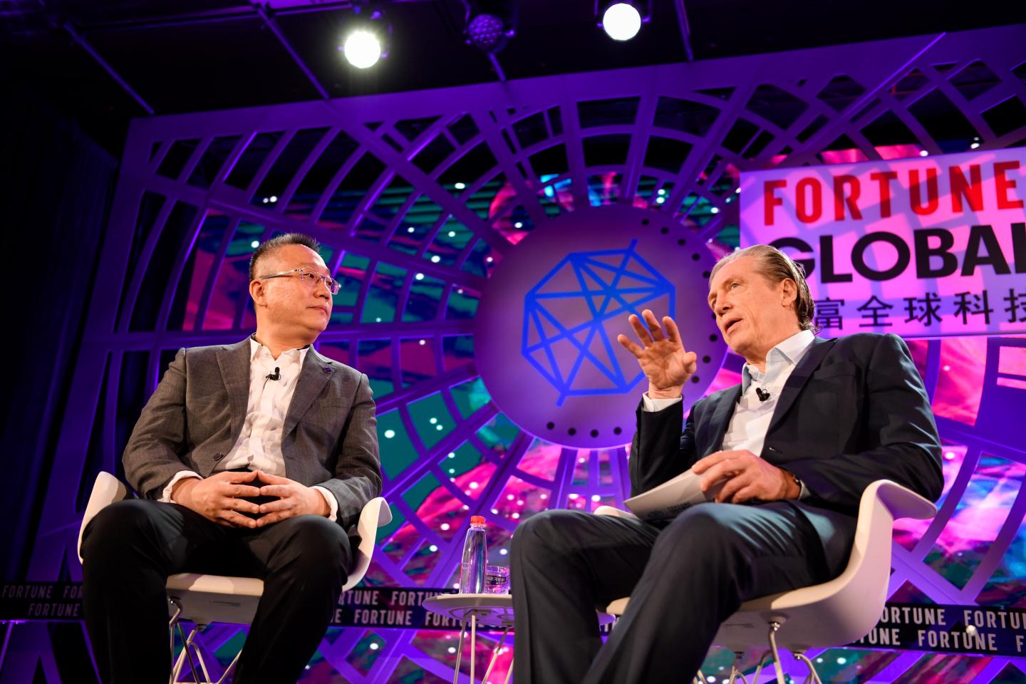 WM Motor founder Freeman Shen speaks with Fortune Asia editor Clay Chandler at the Fortune Global Tech Forum on Nov. 7, 2019.