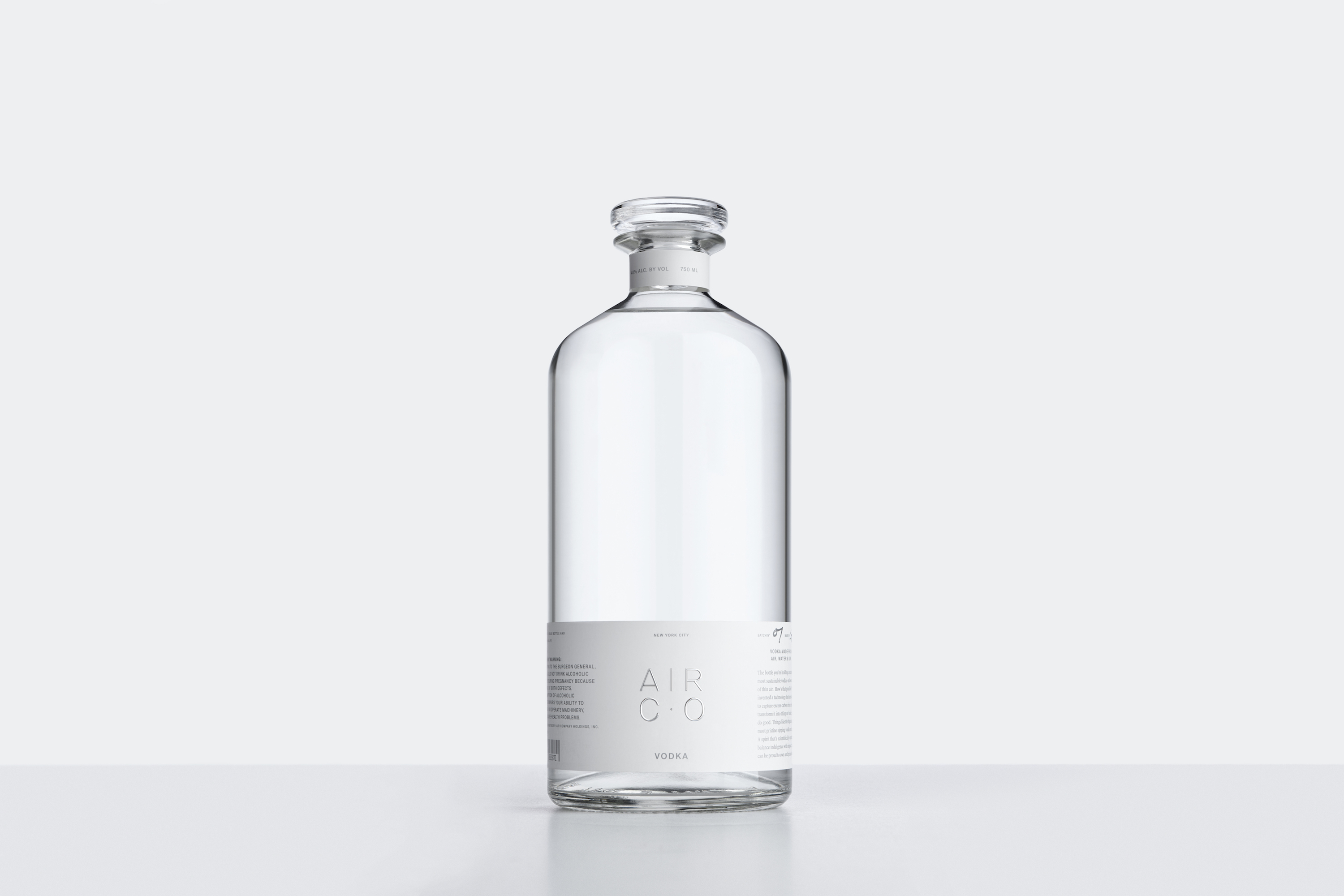 Air Co. says the only two ingredients that are required for its vodka are carbon dioxide and water.
