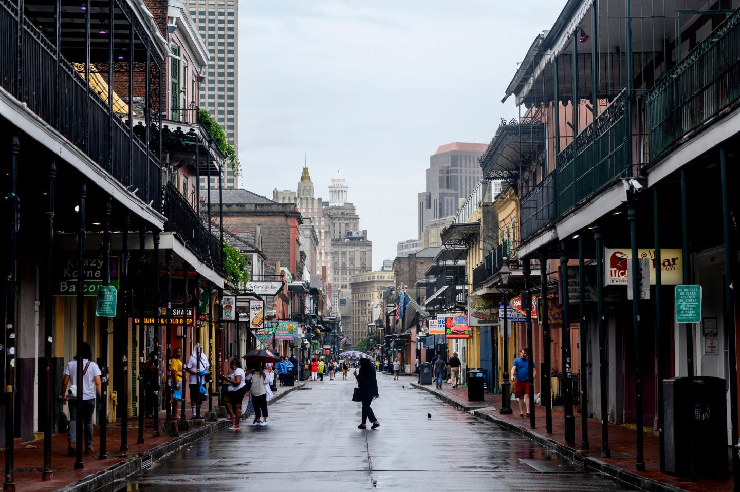 Businesses on Bourbon Street in New Orleans