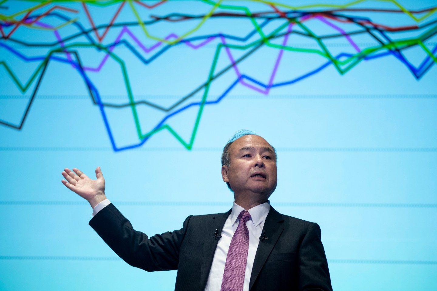 SoftBank Group Corp. Chairman and Chief Executive Officer Masayoshi Son speaks during a press conference on November 6, 2019 in Tokyo, Japan. SoftBank reported its second-quarter earnings result today posting a 704 billion yen ($6.46 billion) loss for the July-September period. (Photo by Alessandro Di Ciommo/NurPhoto via Getty Images)