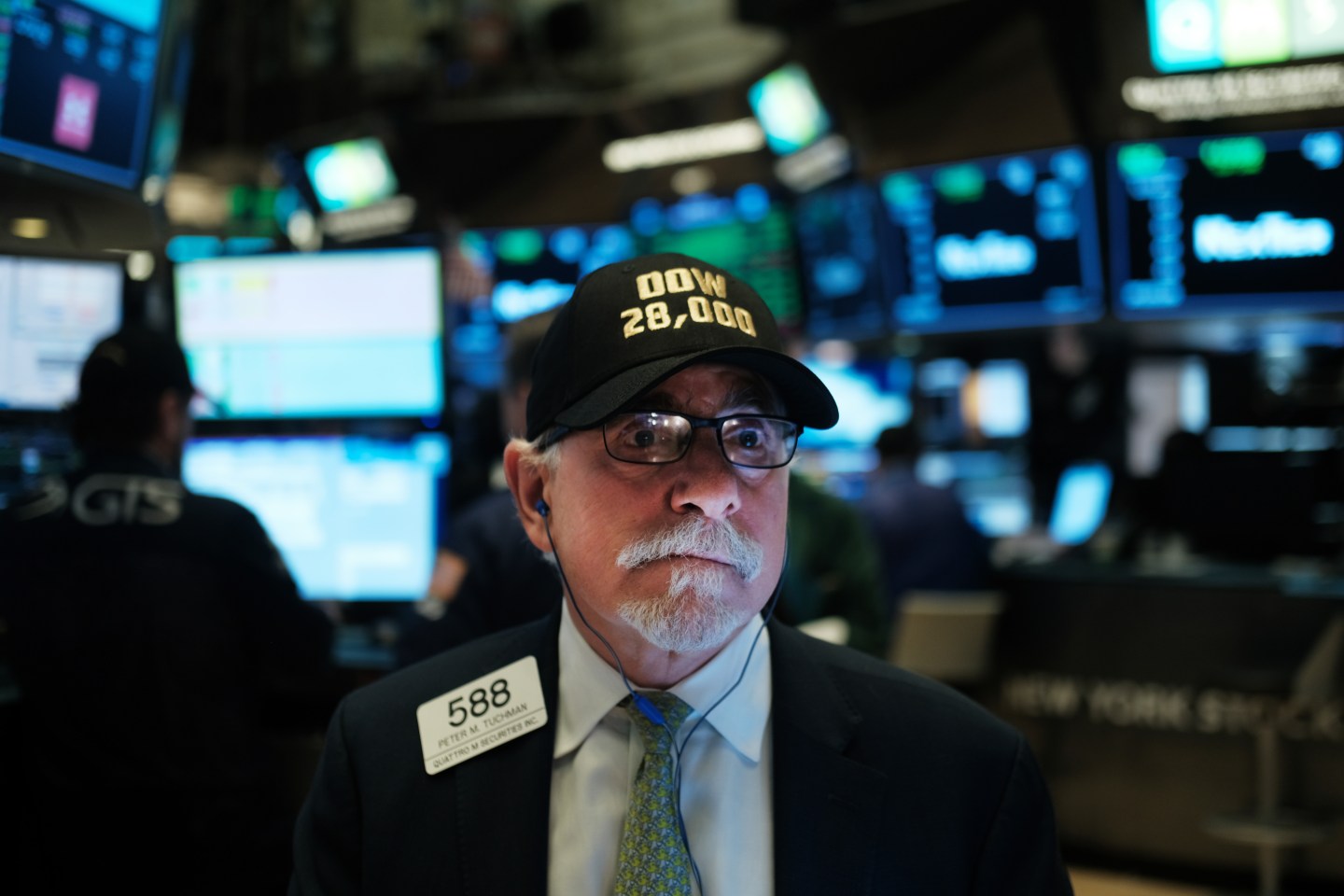 Traders work on the floor of the New York Stock Exchange.