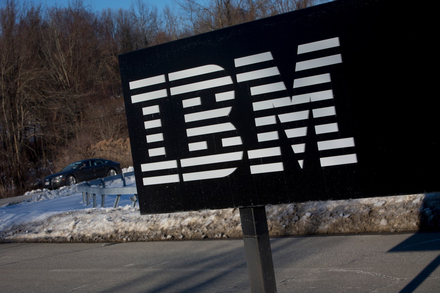 The International Business Machines Corp. (IBM) signage is displayed in front of the Thomas J. Watson Research Center, the headquarters of the company's research, in Yorktown Heights, New York, U.S., on Tuesday, Feb. 11, 2014.