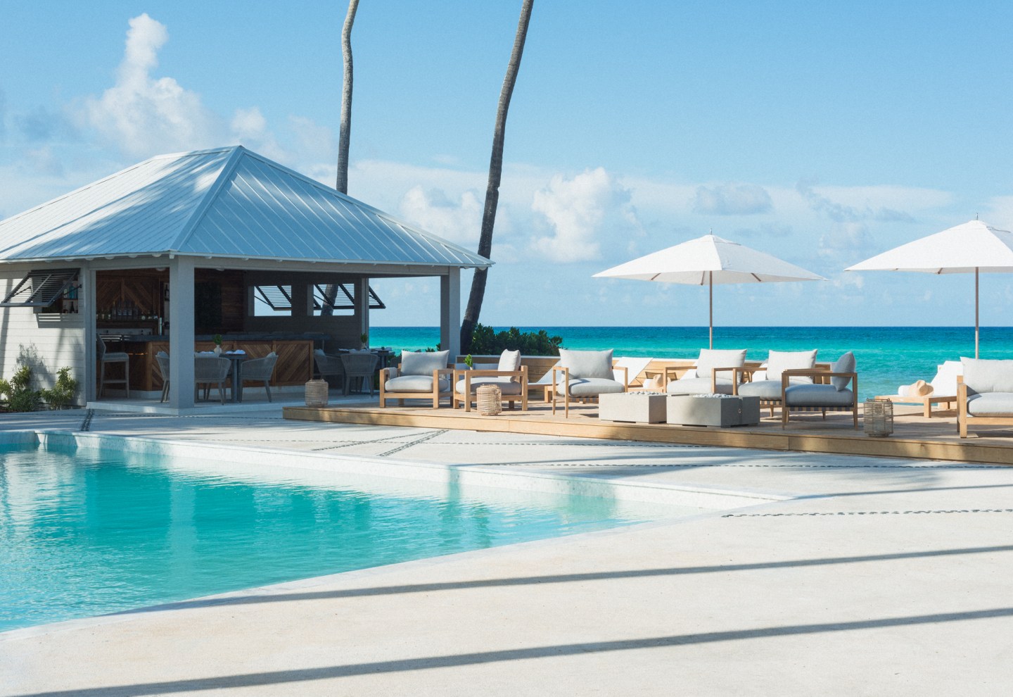 The pool bar at Caerula Mar Club in South Andros, Bahamas.
