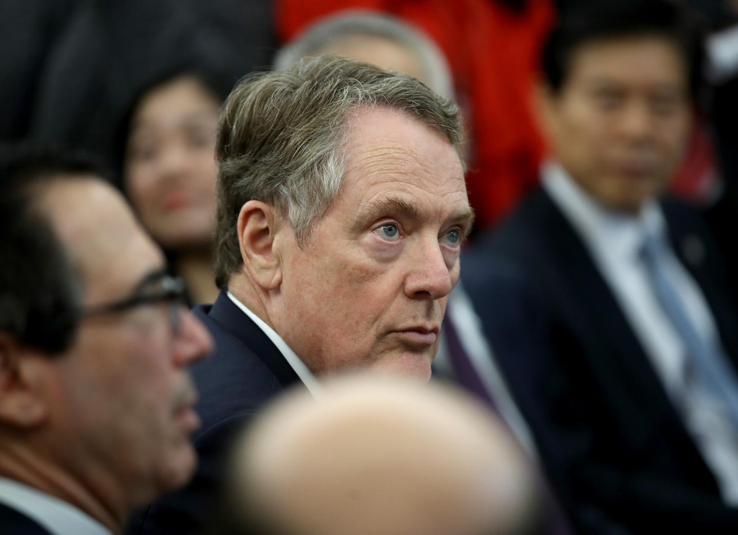 WASHINGTON, DC - OCTOBER 11: U.S. Trade Representative Robert Lighthizer attends a meeeting with Chinese Vice Premier Liu He and U.S. President Donald Trump while Trump announces a "phase one" trade agreement with China in the Oval Office at the White House October 11, 2019 in Washington, DC. China and the United States have slapped each other with hundreds of billions of dollars in tariffs since the current trade war began between the world’s two largest national economies in 2018. (Photo by Win McNamee/Getty Images)