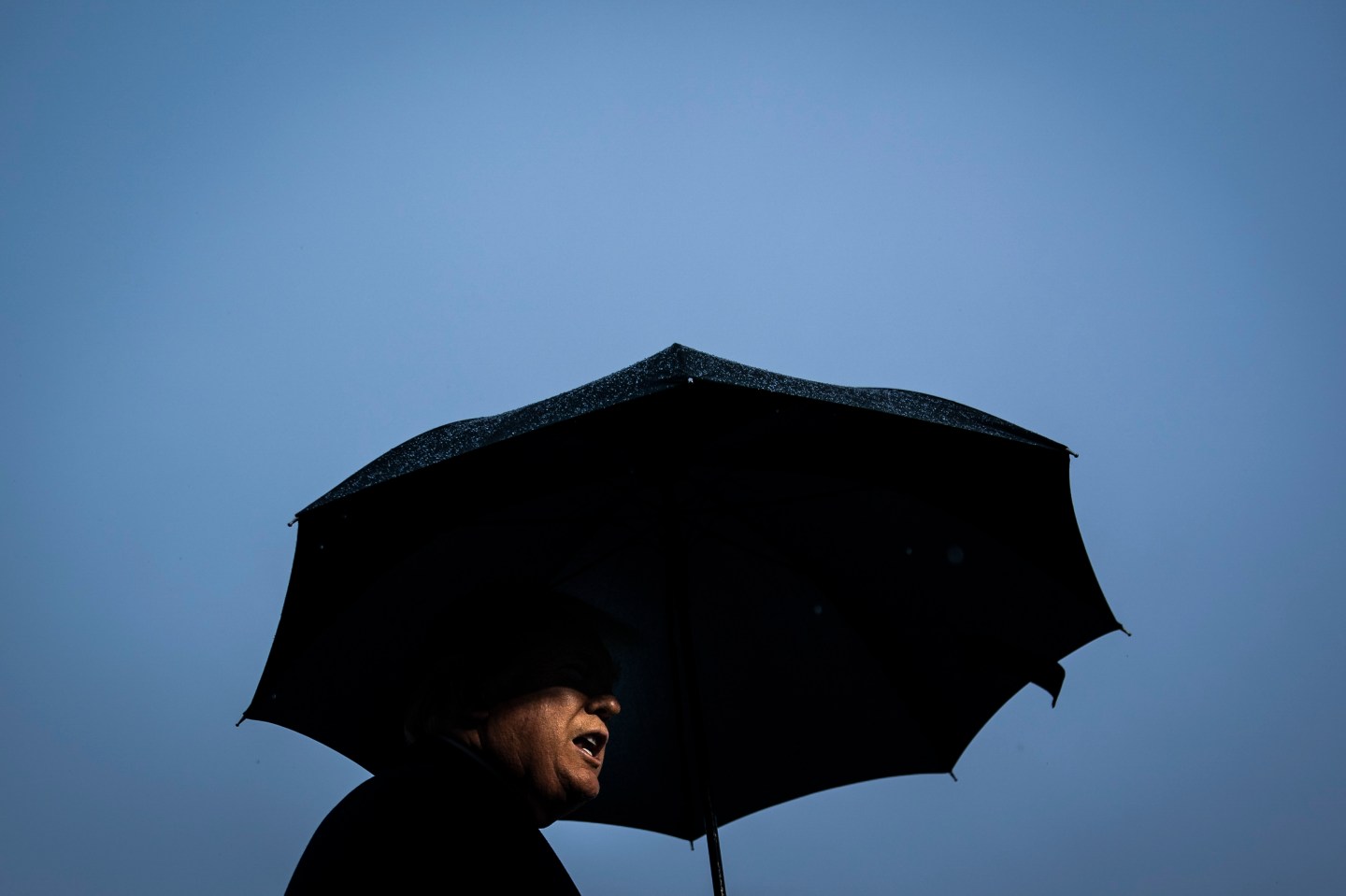 President Donald J. Trump stops to talk to reporters and members of the media as he walks to board Marine One and depart from the South Lawn at the White House on Monday, Dec 02, 2019 in Washington, DC.