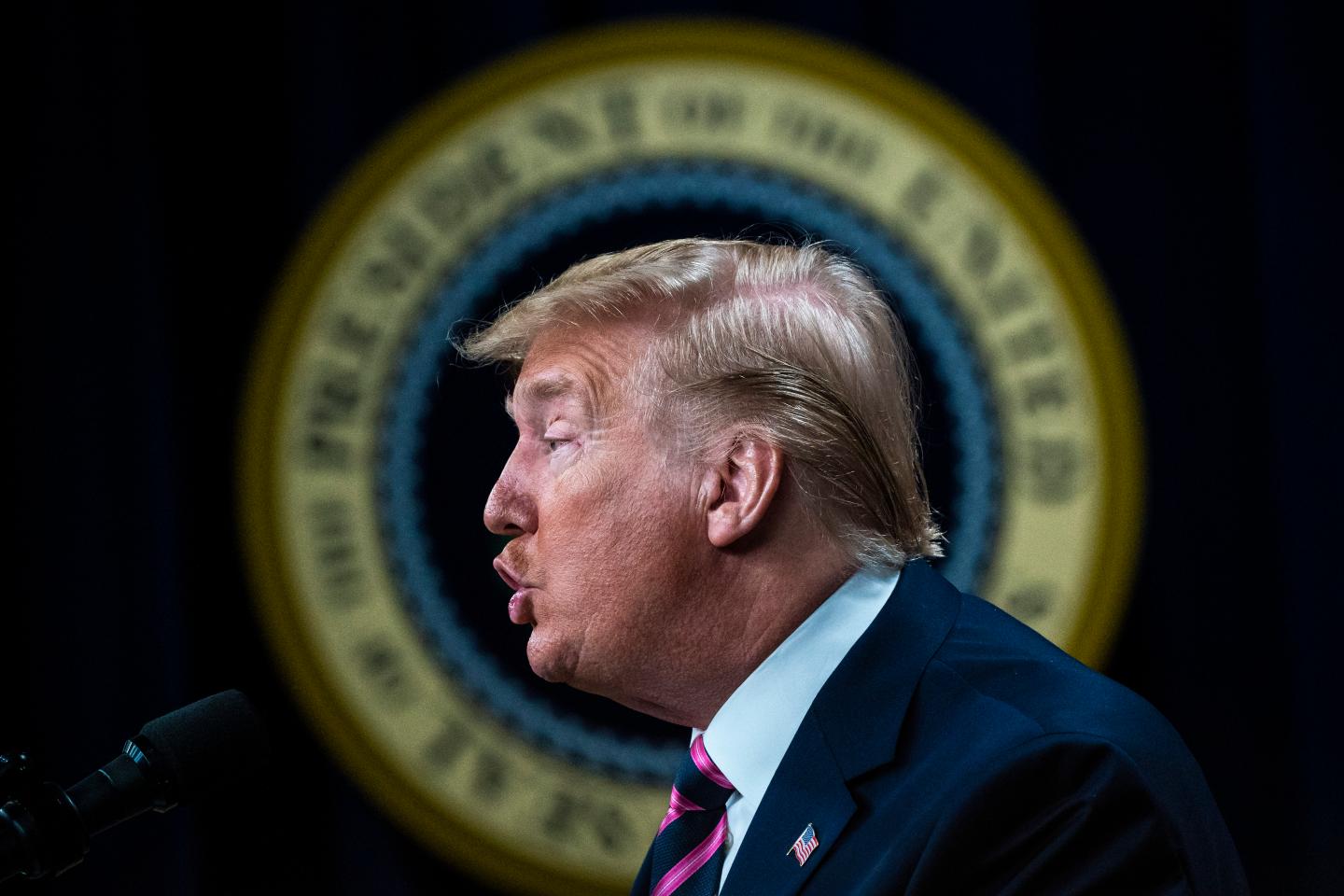 President Donald J. Trump speaks at the White House Summit on Child Care and Paid Leave in the South Court Auditorium on the White House complex on Thursday, Dec 12, 2019 in Washington, DC.