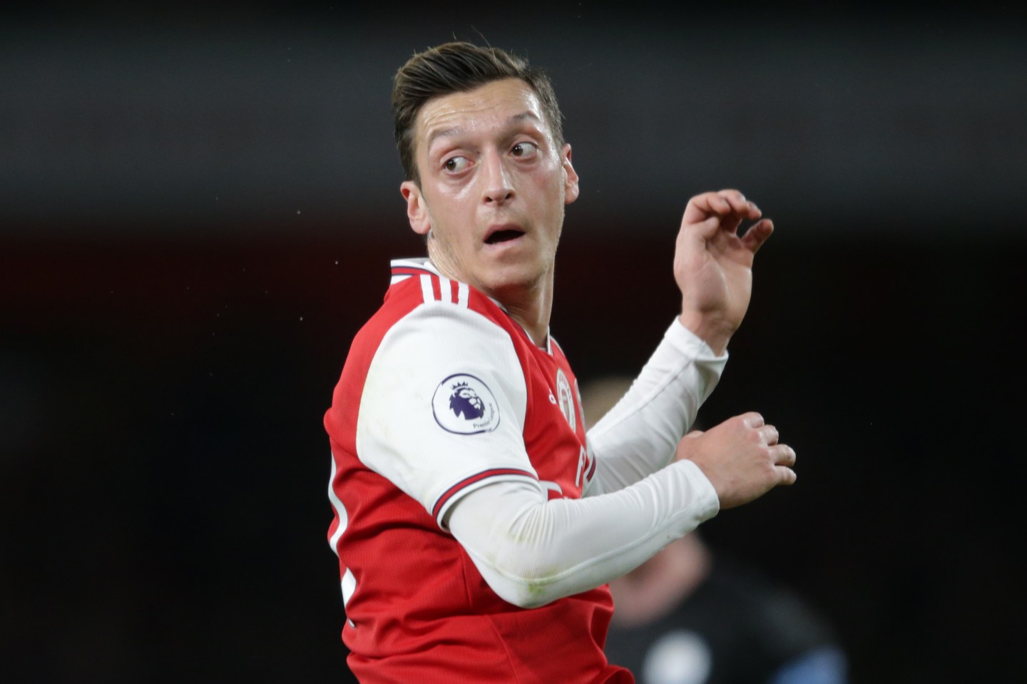 LONDON, ENGLAND - DECEMBER 15: Mesut Ozil of Arsenal looks on during the Premier League match between Arsenal FC and Manchester City at Emirates Stadium on December 15, 2019 in London, United Kingdom. (Photo by Robin Jones/Getty Images)
