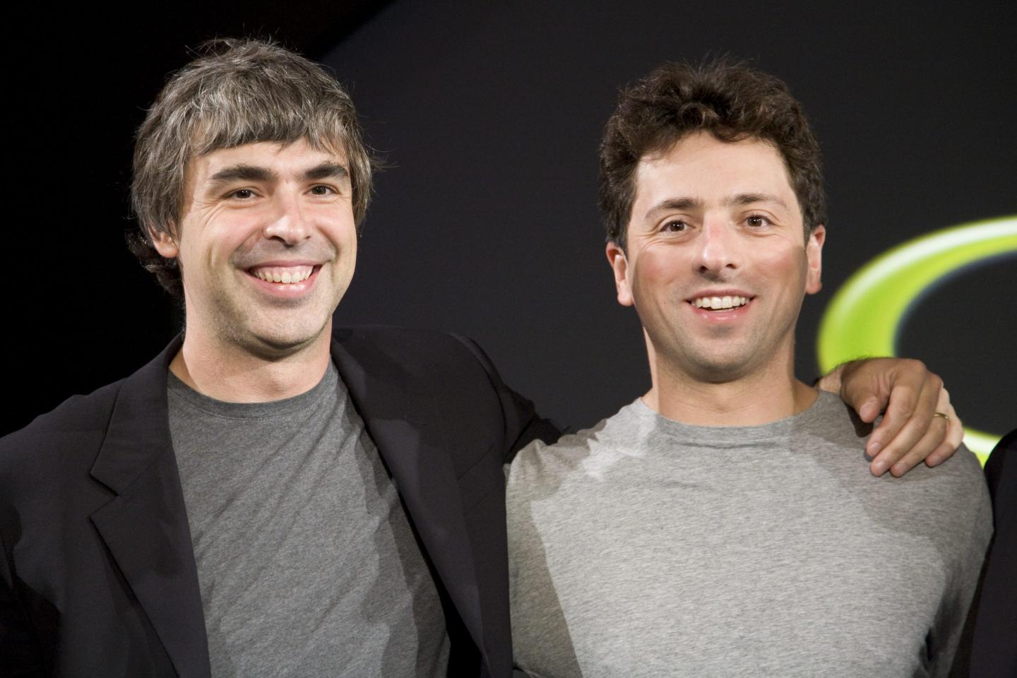 google cofounders Larry Page and Sergey Brin in 2008