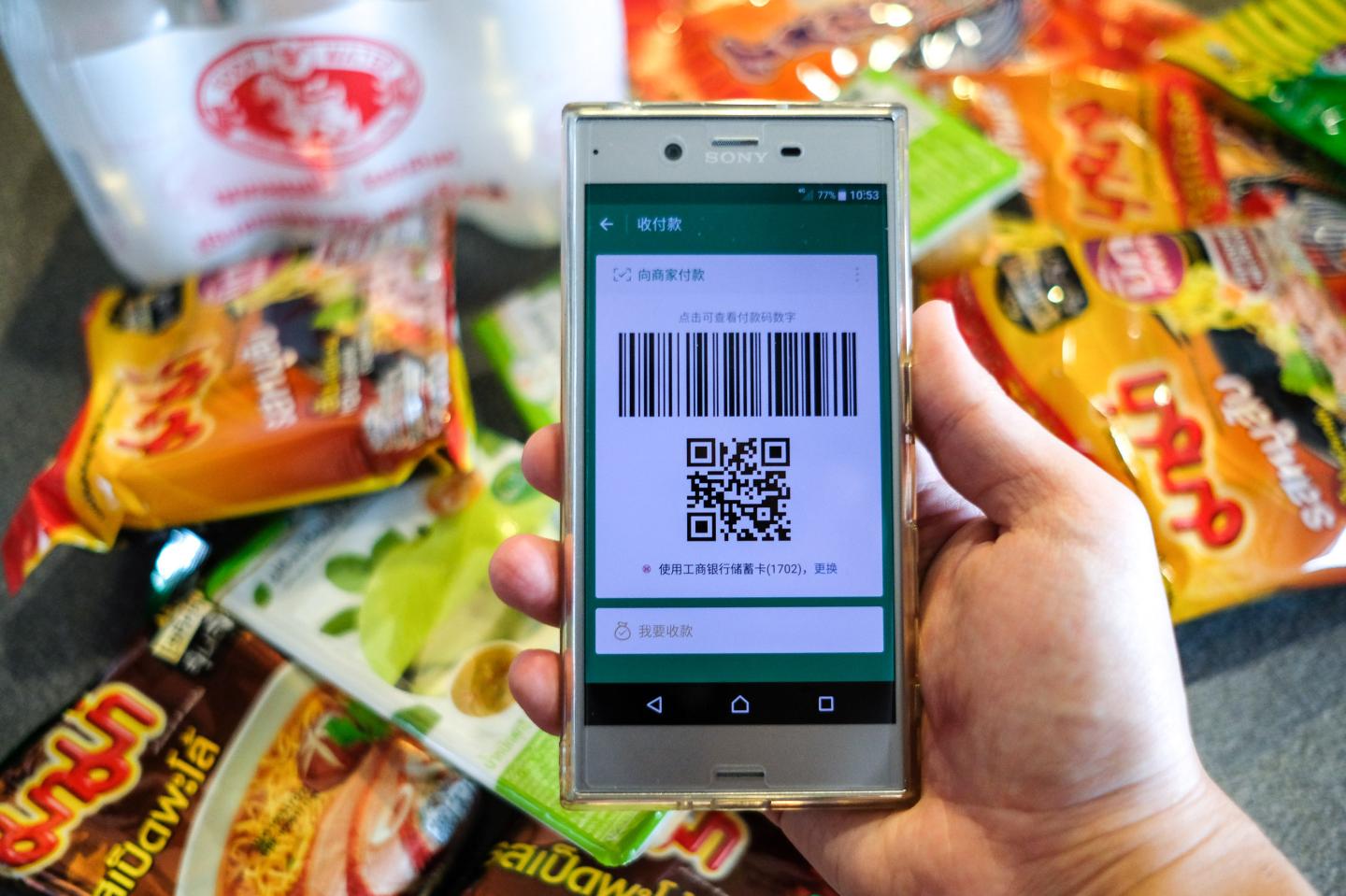 BEIJING, May 8, 2017 -- A Chinese customer prepares to pay with Wechat in Bangkok, Thailand, May 5, 2017. It is a common thing in China to take no cash and pay with a smartphone, which is installed with China's Alipay or Wechat apps. With a smartphone, people can pay almost everything such as shopping, repairing car, paying a taxi and registering a hospital. In many other countries, payment with Alipay and Wechat is becoming a new trend. Alipay's parent company, Ant Financial Services Group or "Ant Financial," has more than 200 million users in 25 countries and regions. Wechat, China's largest social media company, has also grabbed dozens of markets around the world. (Xinhua/Li Mangmang via Getty Images)