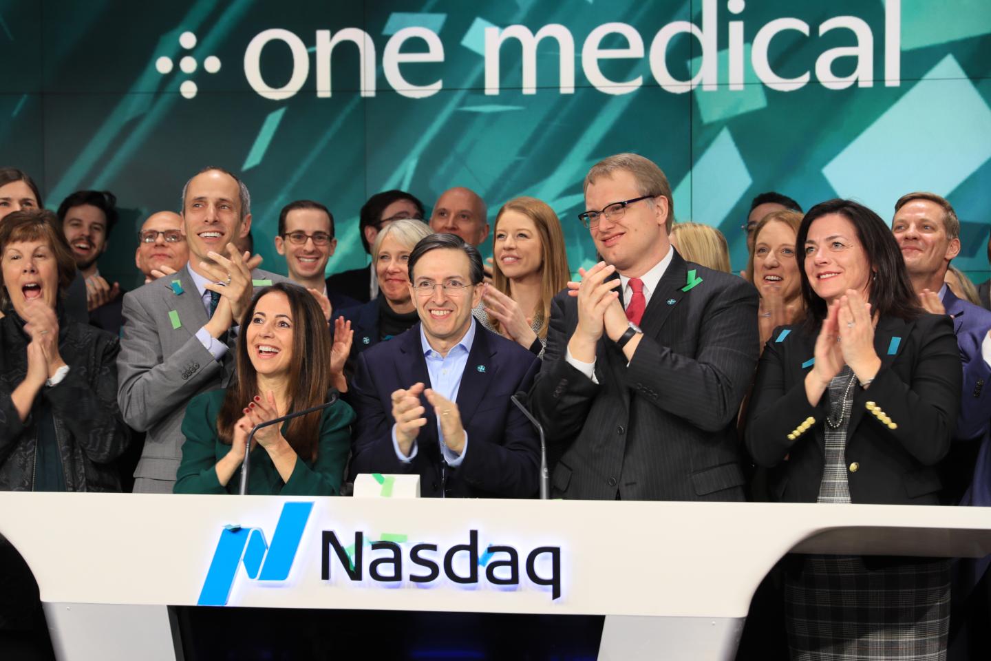 The One Medical executive team at the Nasdaq.