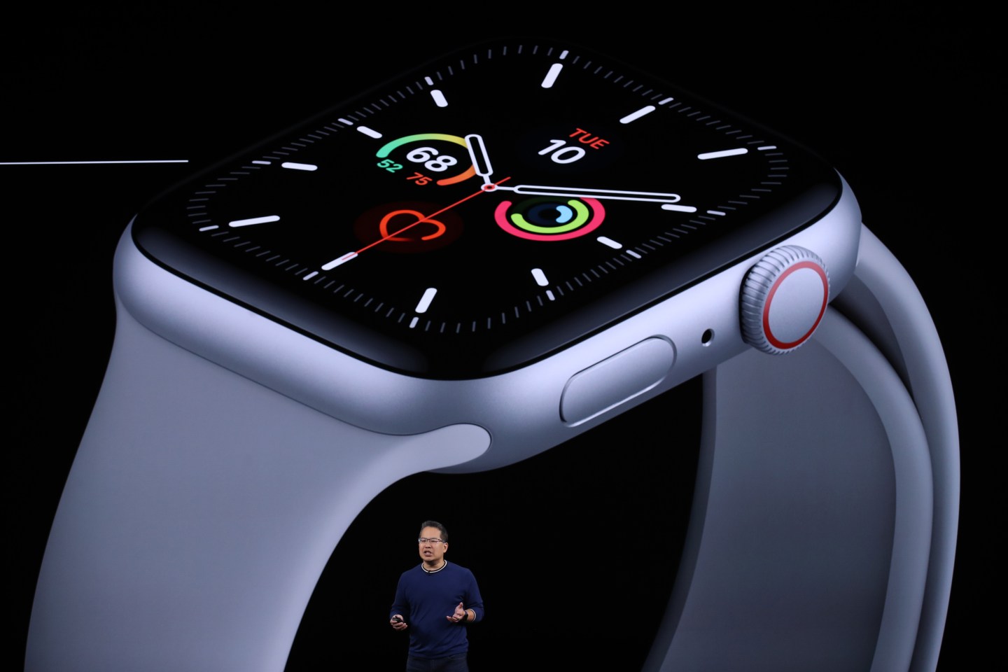 CUPERTINO, CALIFORNIA - SEPTEMBER 10: Apple's Stan Ng talks about the new Apple Watch series 5 during a special event on September 10, 2019 in the Steve Jobs Theater on Apple's Cupertino, California campus. Apple unveiled new products during the event. (Photo by Justin Sullivan/Getty Images)