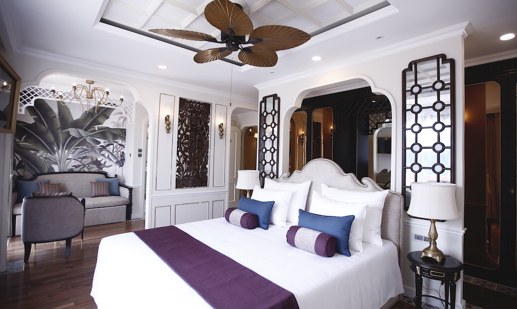 The Grand Suite aboard the Uniworld Mekong Jewel, which debuted last month as the newest, most luxurious ship on the Mekong River.
