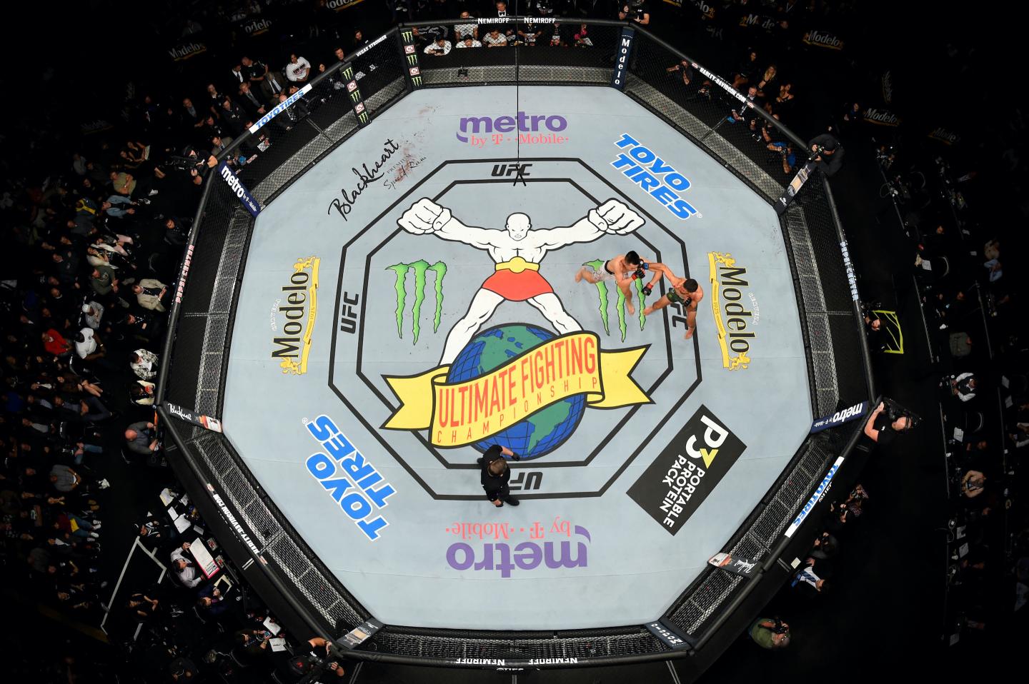 An overhead view of the Octagon as Chan Sung Jung of South Korea battles Yair Rodriguez of Mexico during the UFC Fight Night at the Pepsi Center on November 10, 2018 in Denver, Colorado. Dapper Labs CEO Roham Gharegozlou tells Fortune its UFC project will focus very much on the fighters themselves, and allow fans new ways to interact with the stars of the league.