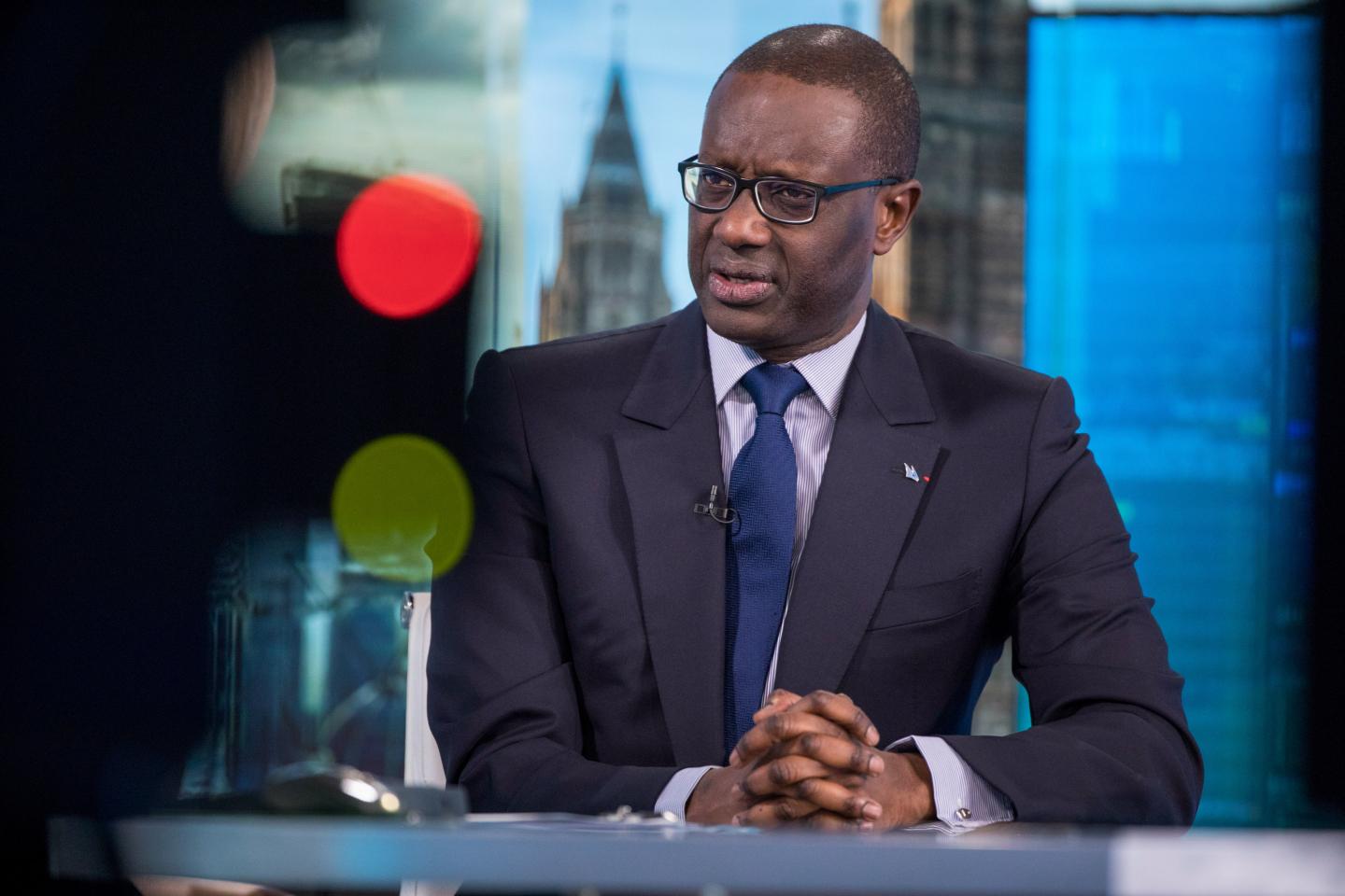 FILE: Tidjane Thiam, chief executive officer of Credit Suisse Group AG, speaks during a Bloomberg Television interview in London, U.K., on Tuesday, Nov. 28, 2017. Thiam is resigning, a stunning reversal for the executive who was backed by key shareholders after a damaging spying scandal. Photographer: Jason Alden/Bloomberg via Getty Images