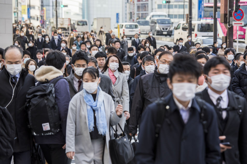 Commuters As Coronavirus And Sales Tax Hike Pushes Japan Toward Recession