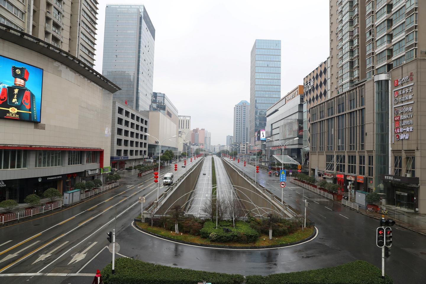 Wuhan China-Coronavirus-Empty Street