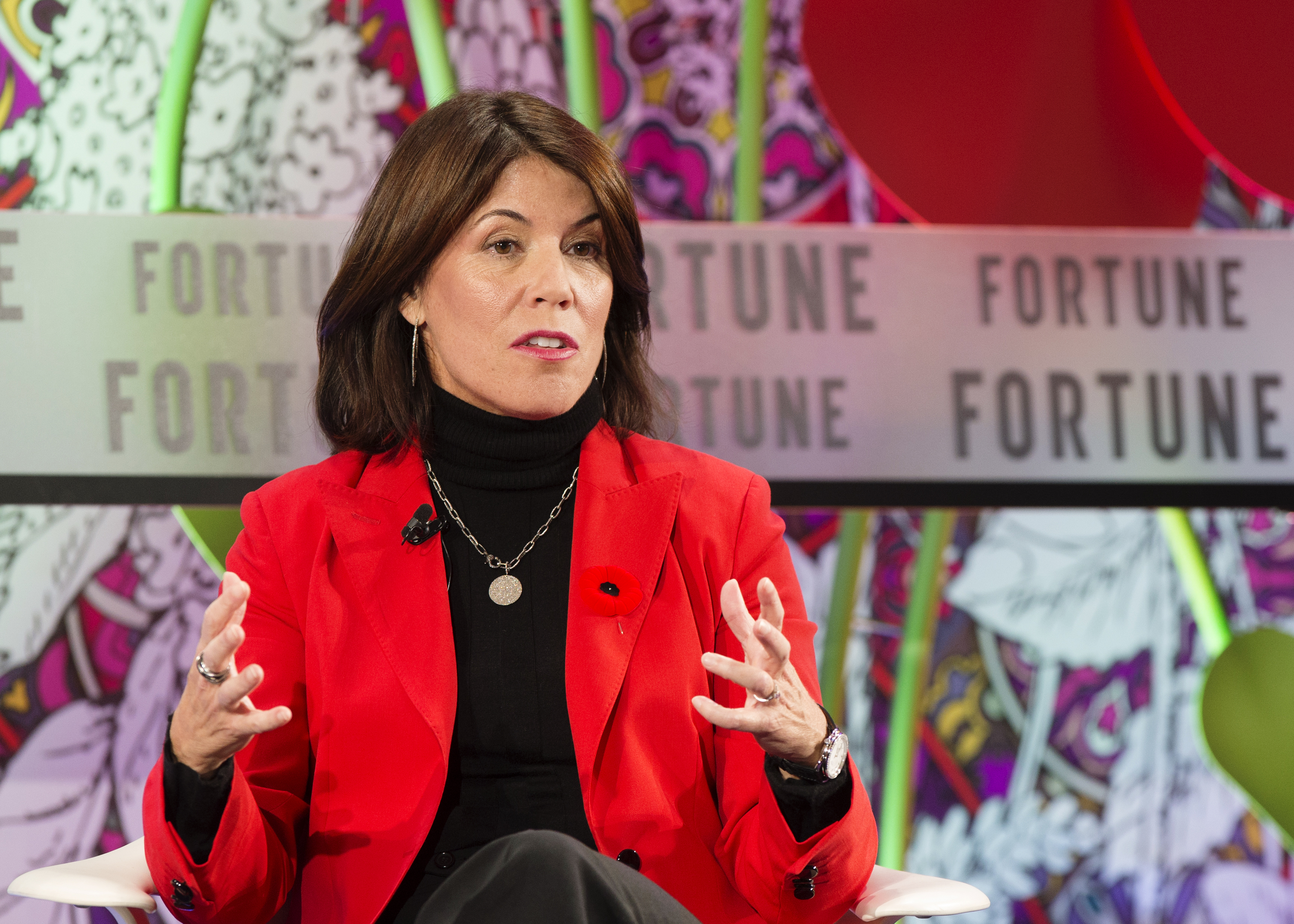 Helena Foulkes, former chief executive officer of Hudson's Bay Co., speaks during Fortune's Most Powerful Women International Summit in Montreal, Quebec, Canada, on Monday, Nov. 5, 2018. The summit addresses the potential of women in advancing global economic growth and how women business leaders can use their power and their platforms for good. Photographer: Christinne Muschi/Bloomberg via Getty Images