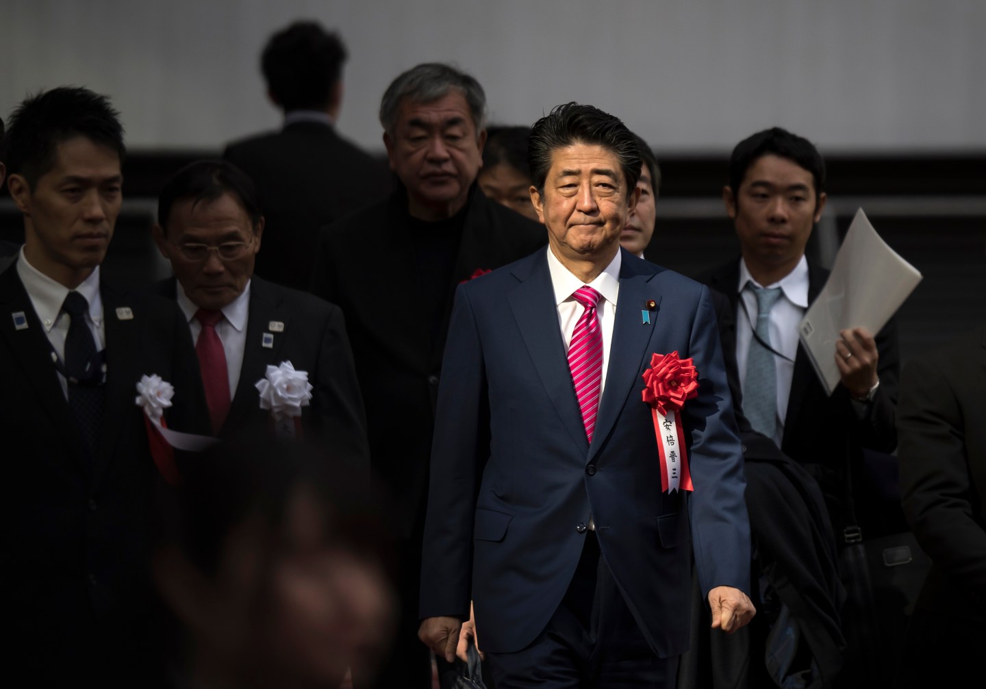 Japan's Prime Minister Shinzo Abe arrives for the construction completion ceremony of the New National Stadium on December 15, 2019 in Tokyo, Japan. (Photo by Tomohiro Ohsumi/Getty Images)
