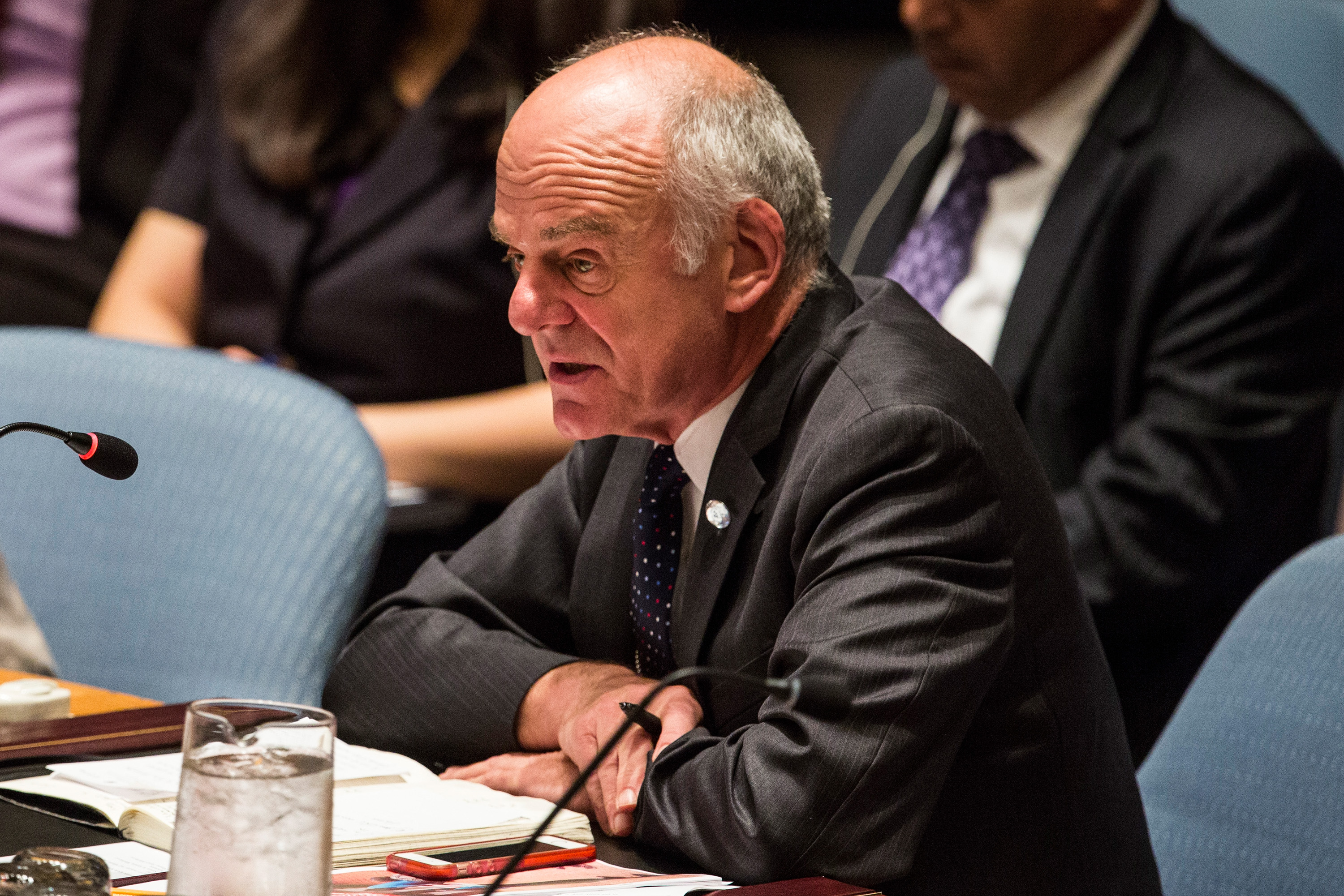 David Nabarro, senior United Nations system coordinator for Ebola, speaks to the United Nations Security Council during a meeting on the ebola outbreak in west Africa on September 18, 2014 in New York City.  Andrew Burton—Getty Images