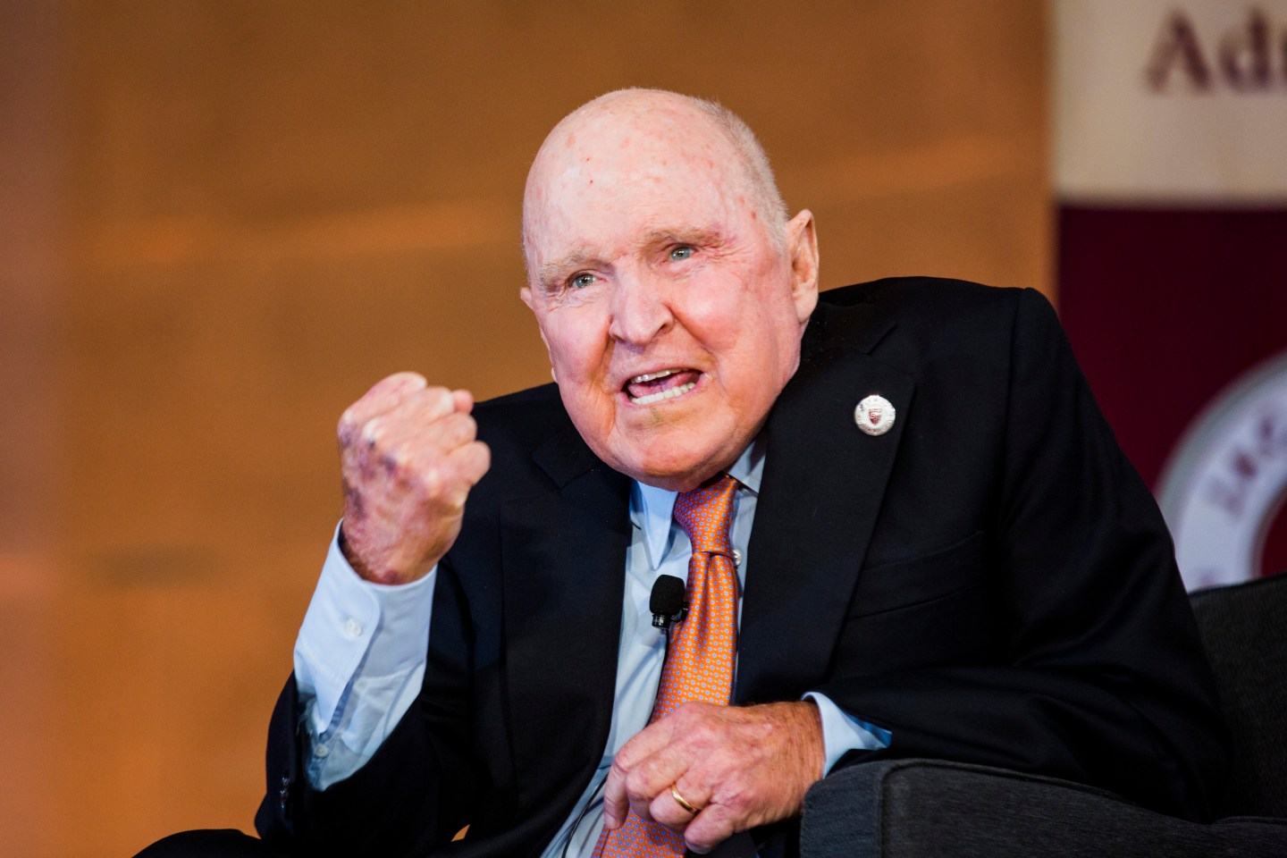 Former General Electric CEO Jack Welch speaks during a ceremony for students at the Jack Welch Management Institute, June 11, 2016 in Washington, DC.