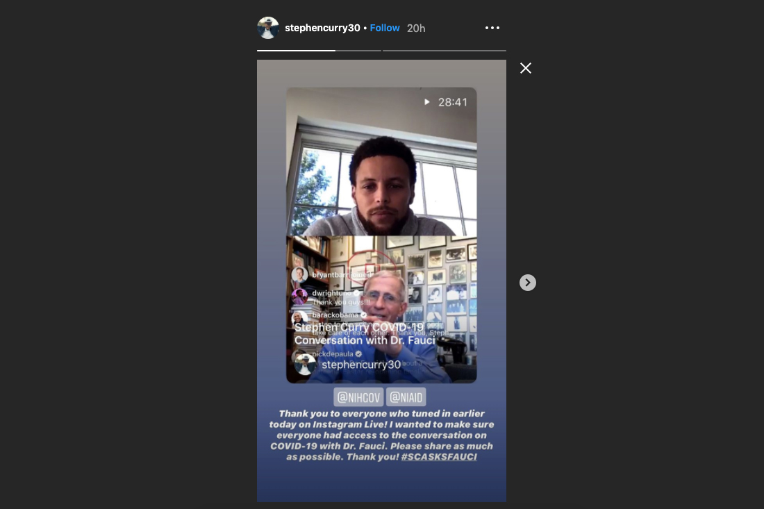 Stephen Curry-Anthony Fauci-Instagram Interview-Coronavirus