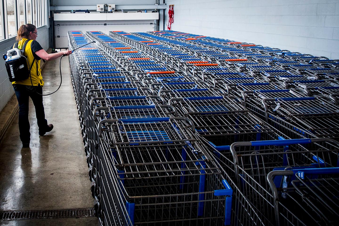 Walmart Santizes Wagons-Coronavirus