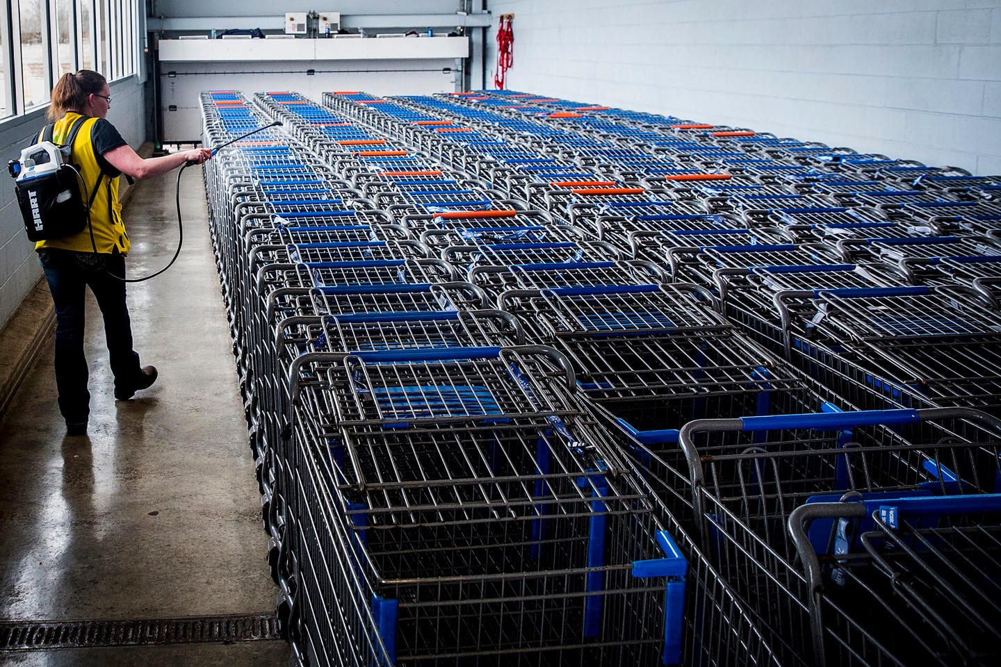 Walmart Santizes Wagons-Coronavirus