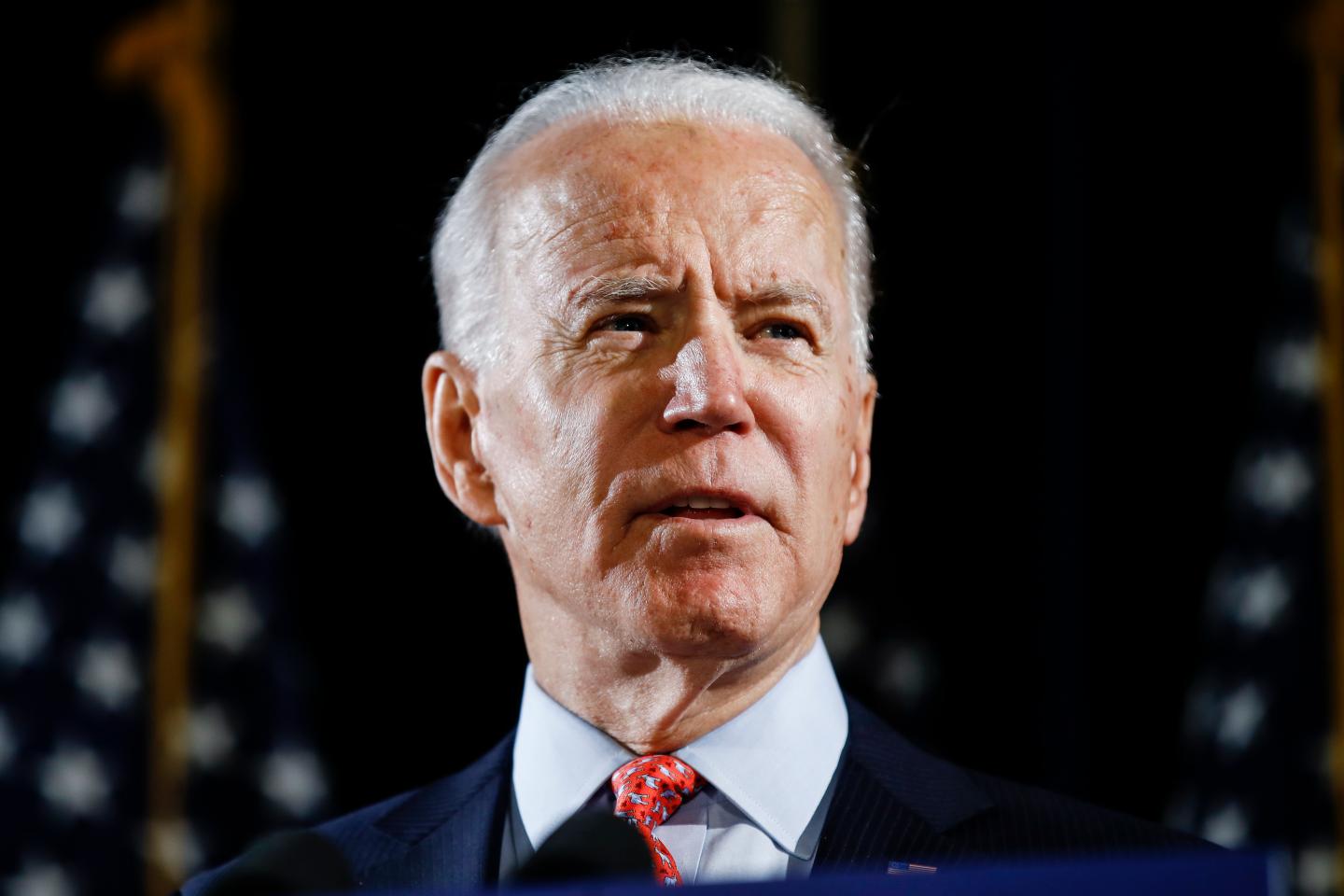 FILE - In this March 12, 2020, file photo, Democratic presidential candidate former Vice President Joe Biden speaks in Wilmington, Del. Biden expects to name a vice presidential vetting committee next week. That's according to three Democrats with knowledge of the situation who spoke to The Associated Press on condition of anonymity to discuss internal plans. (AP Photo/Matt Rourke)