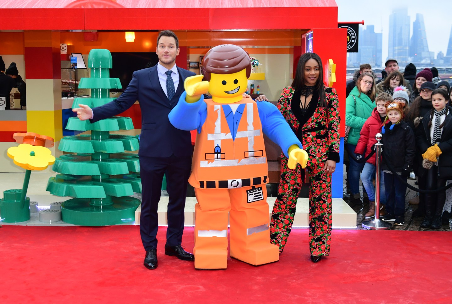 Stars of "The Lego Movie 2," Chris Pratt and Tiffany Haddish, in London in February 2019.