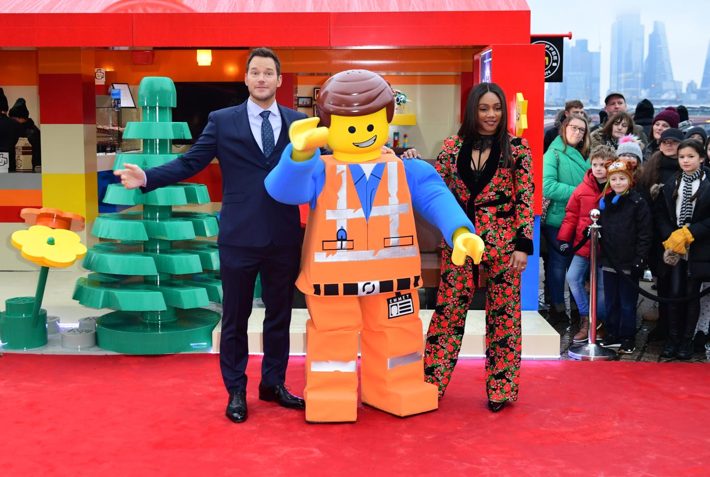 Stars of "The Lego Movie 2," Chris Pratt and Tiffany Haddish, in London in February 2019.